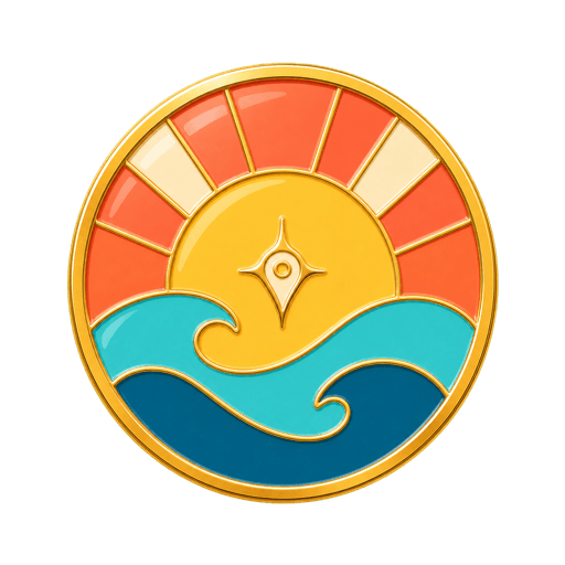Summer of Pins sunset and ocean event badge