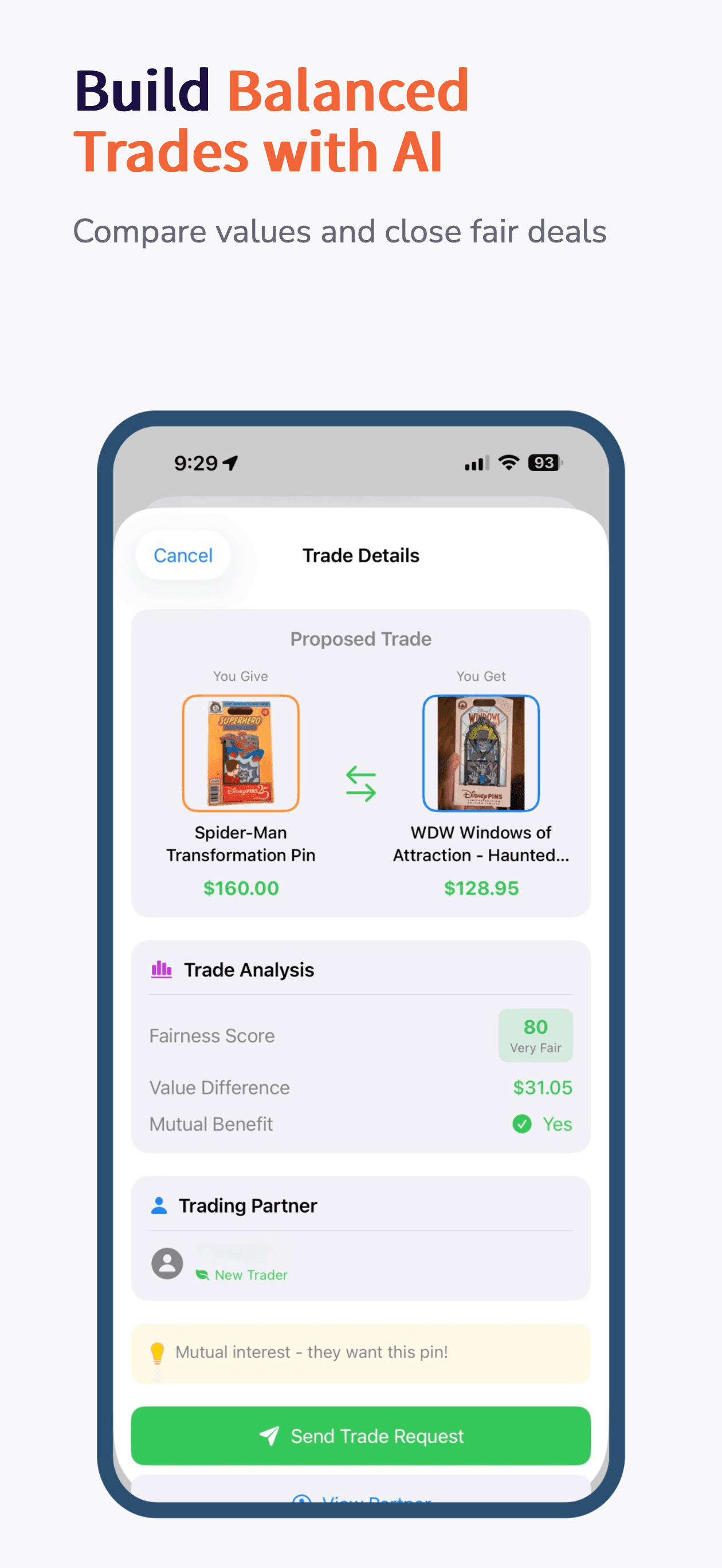 ParkBound Collections trade builder screen