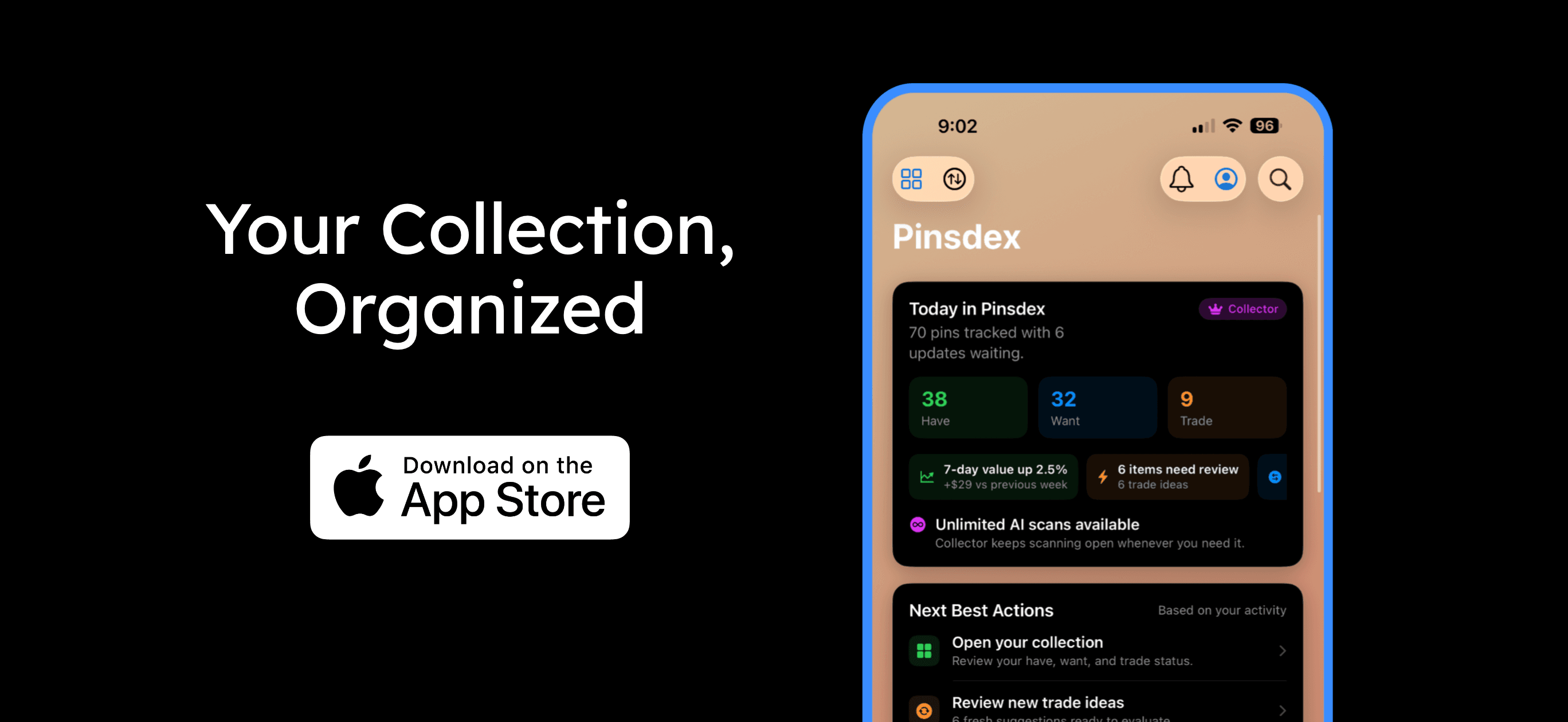 ParkBound Collections screen showing an organized theme park collection