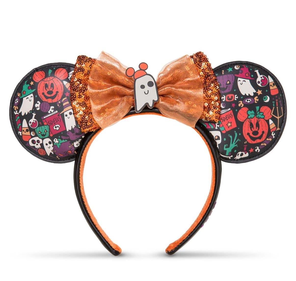 Minnie Mouse Glow-in-the-Dark Halloween Ghost Ears Headband front
