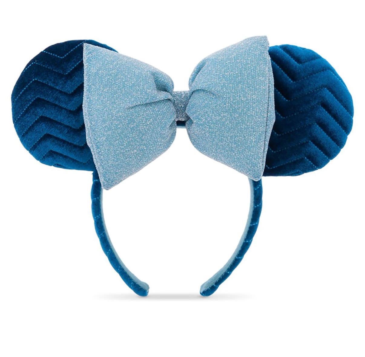 Azul Blue Velvet Chevron Minnie Mouse Ears front