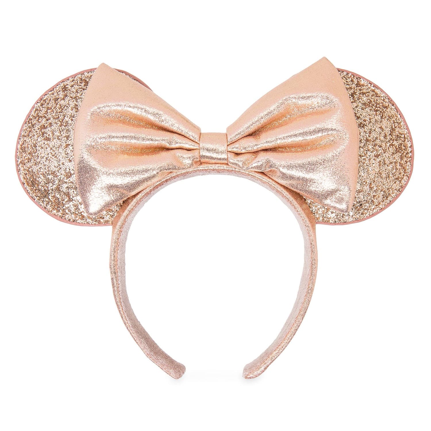 Rose Gold Glitter Minnie Mouse Ear Headband front