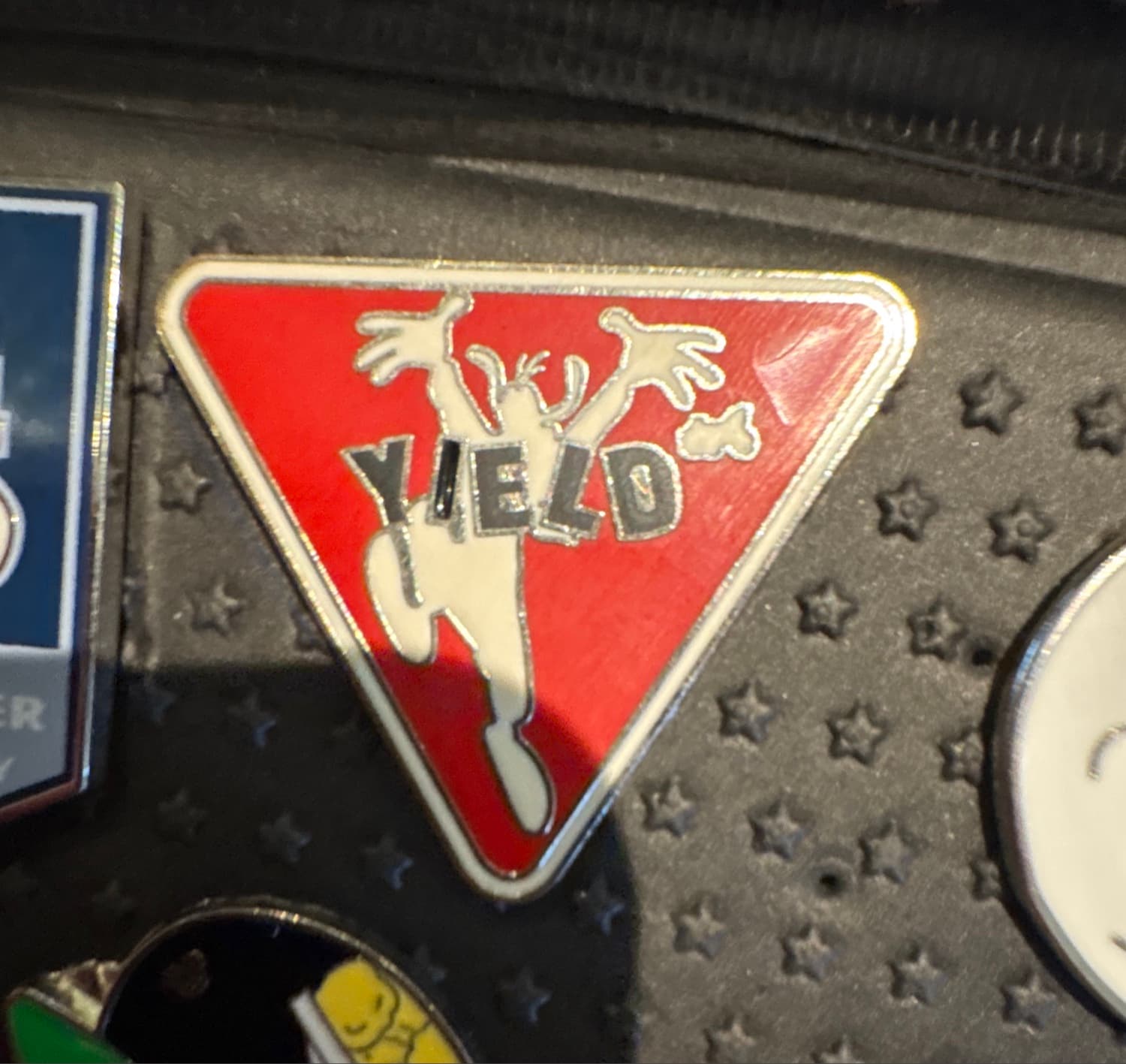 Goofy Road Signs Yield Pin
