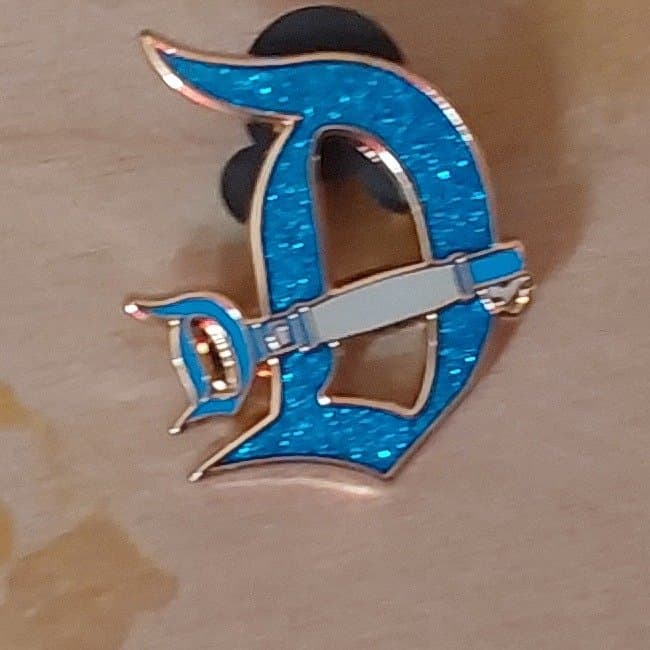 Key to Disneyland 70th Anniversary Blue Glitter Gothic D Pin
