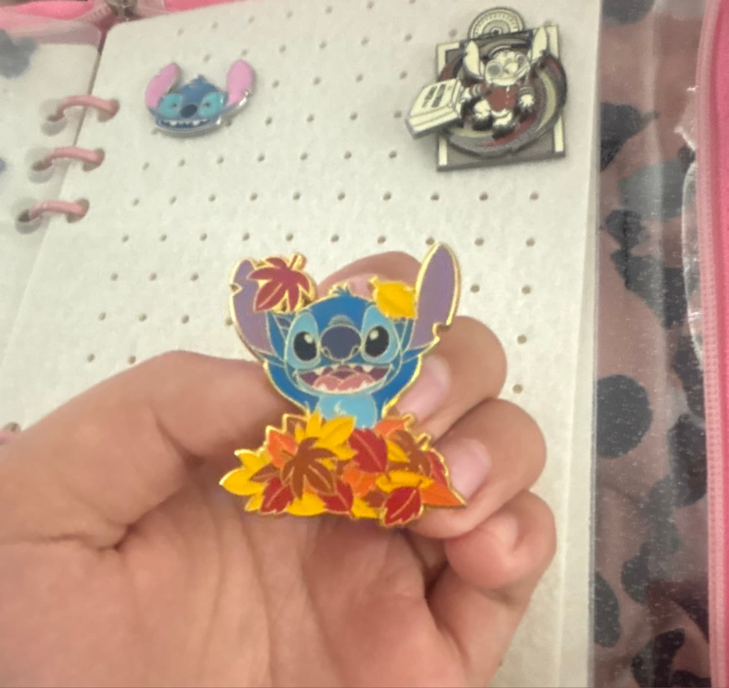 Stitch Jumping in Leaves