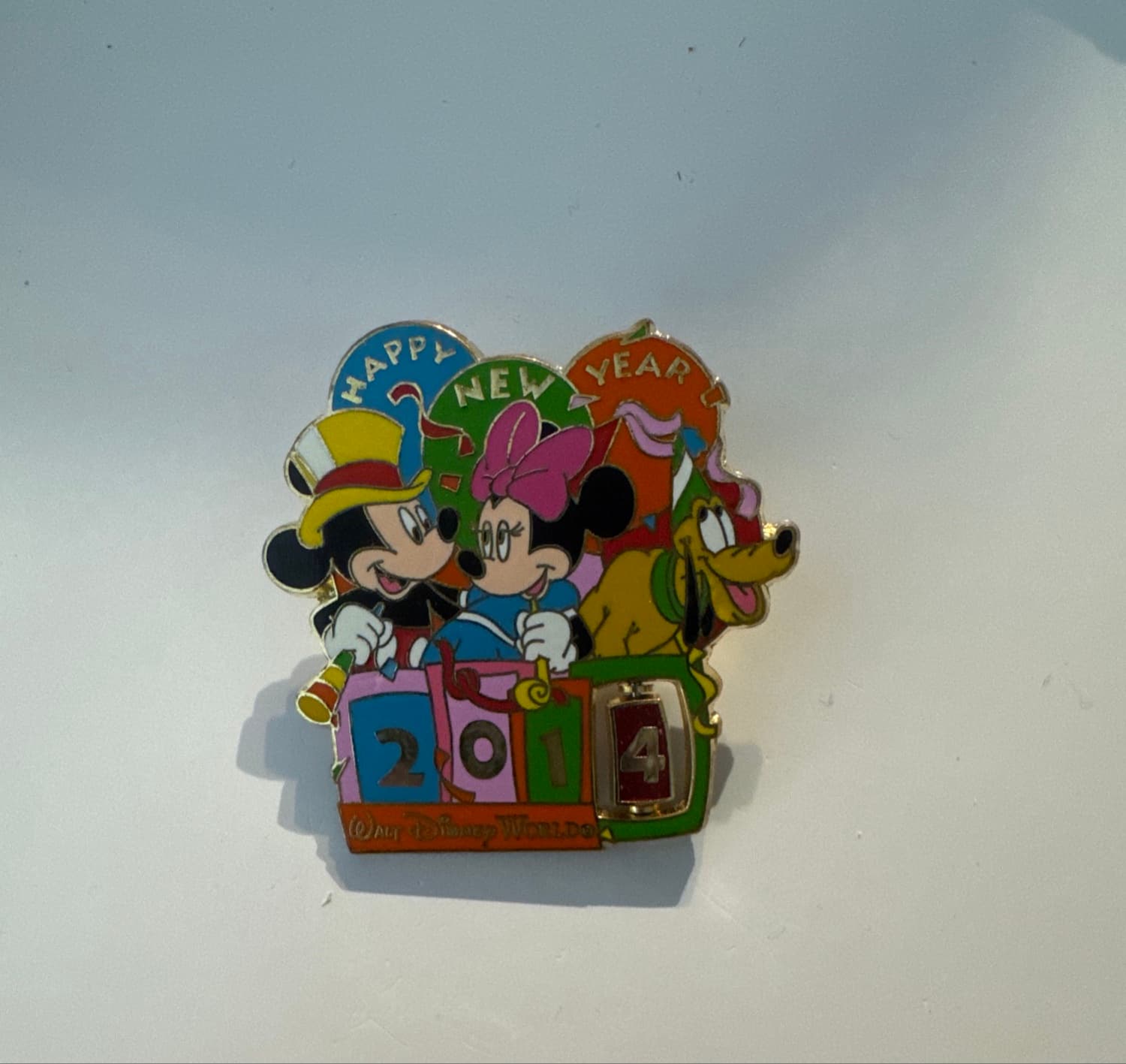 Disney Happy New Year 2014-2015 Mickey Minnie Pluto Spinner Pin