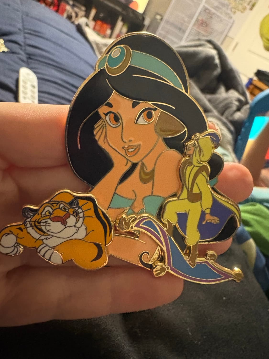 Jasmine, Aladdin, and Rajah on Magic Carpet