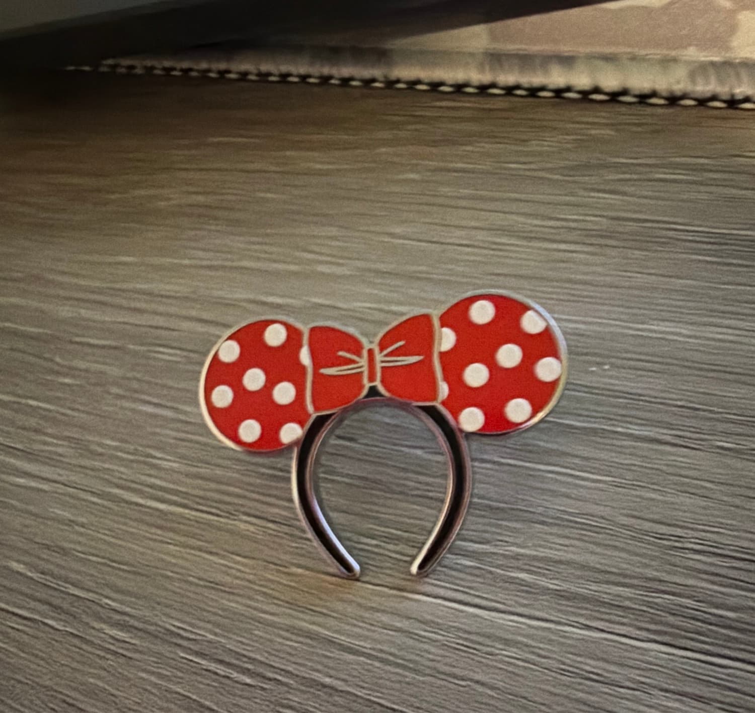 Tokyo Minnie Mouse Ears Icon Polka Dot Red Bow Pin front
