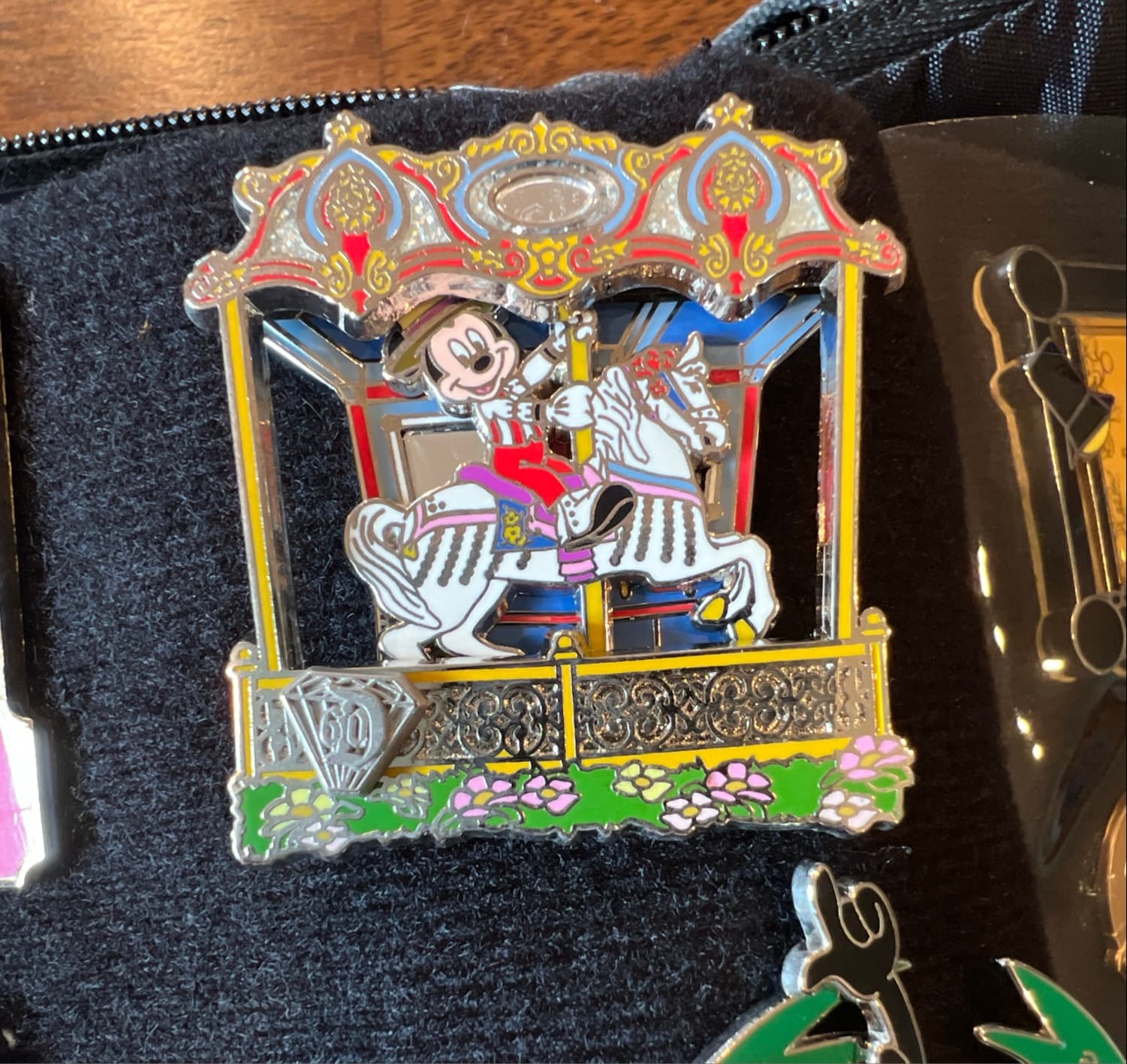 Disneyland 60th Anniversary Diamond by Decades Collection King Arthur Carrousel Pin with Mickey Mouse