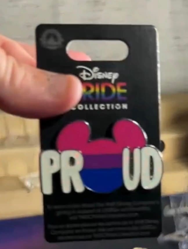 Proud Mickey Mouse Head Icon Bisexual Pride Pin front