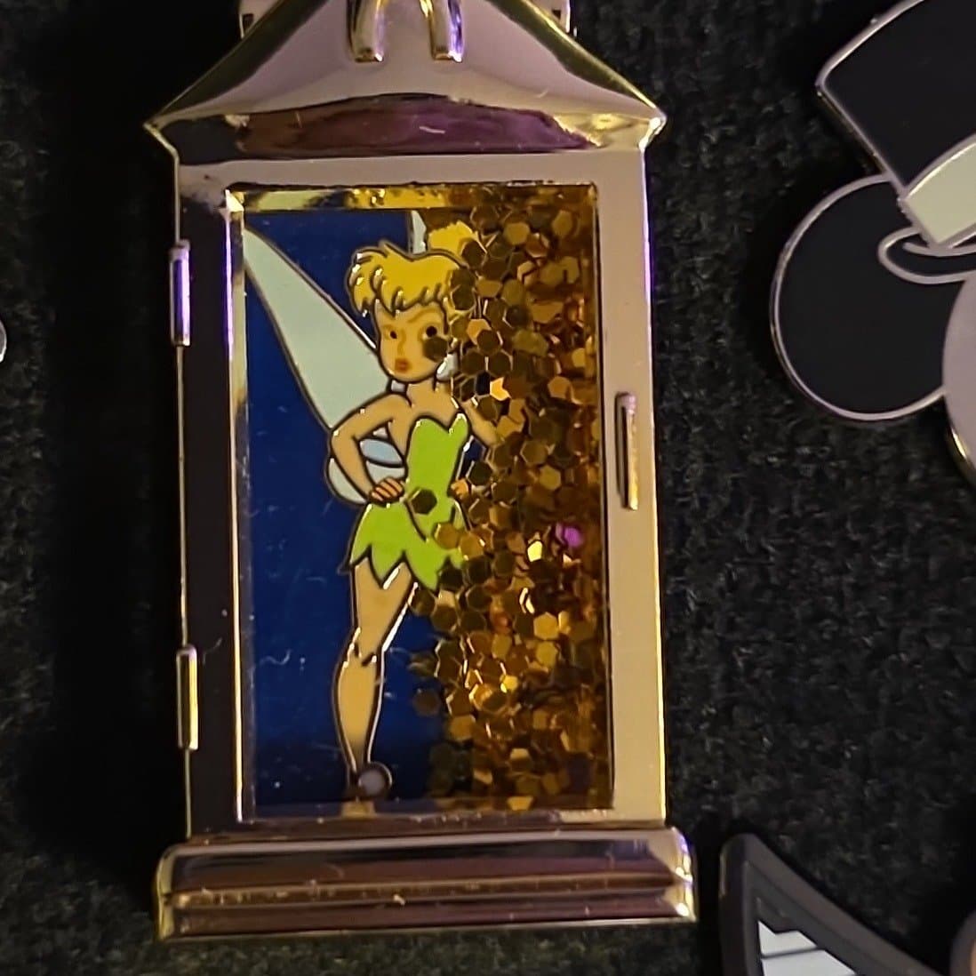 Tinker Bell in Lantern with Gold Glitter Pin