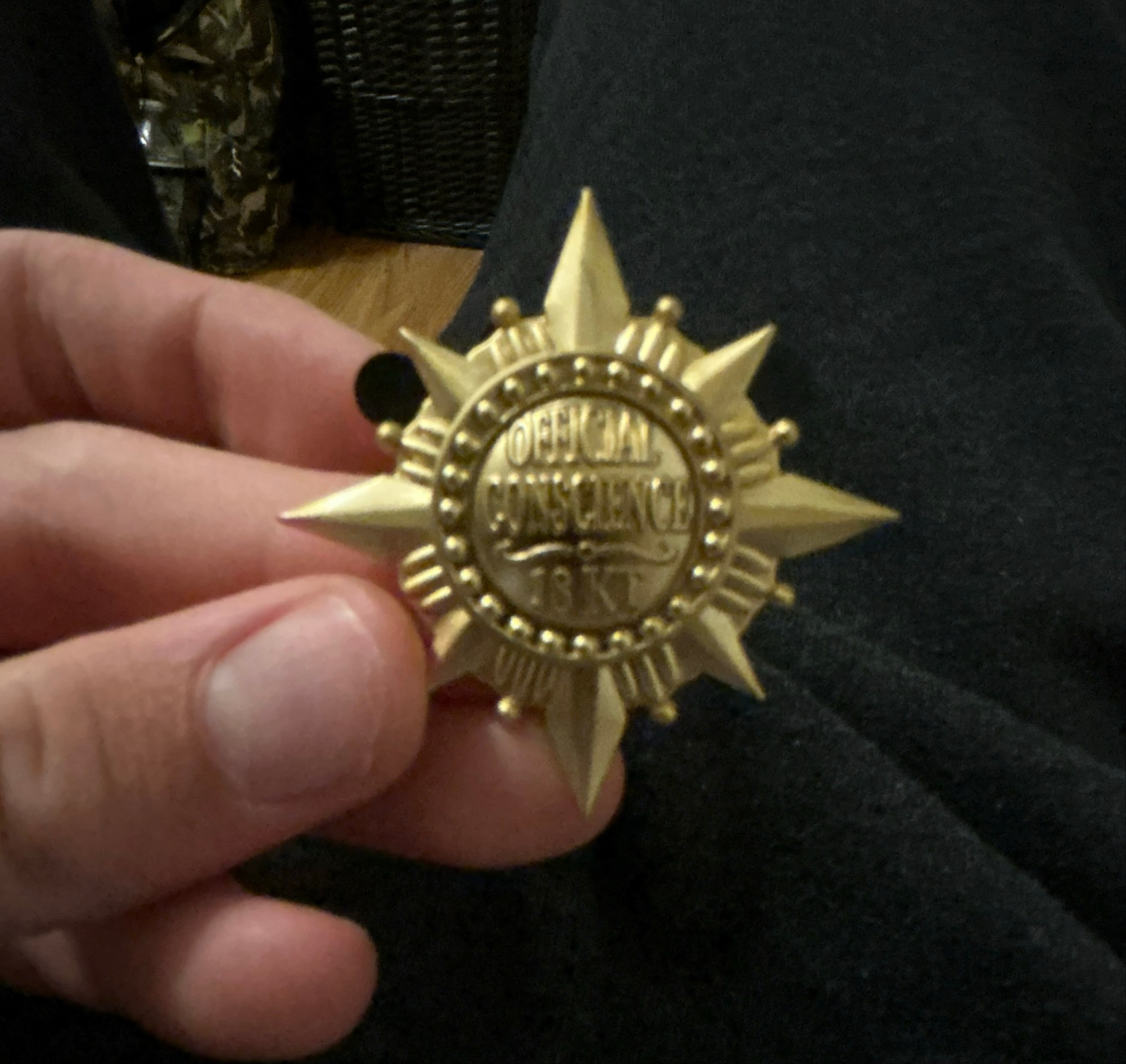 Jiminy Cricket Official Conscience 18kt Badge Pin
