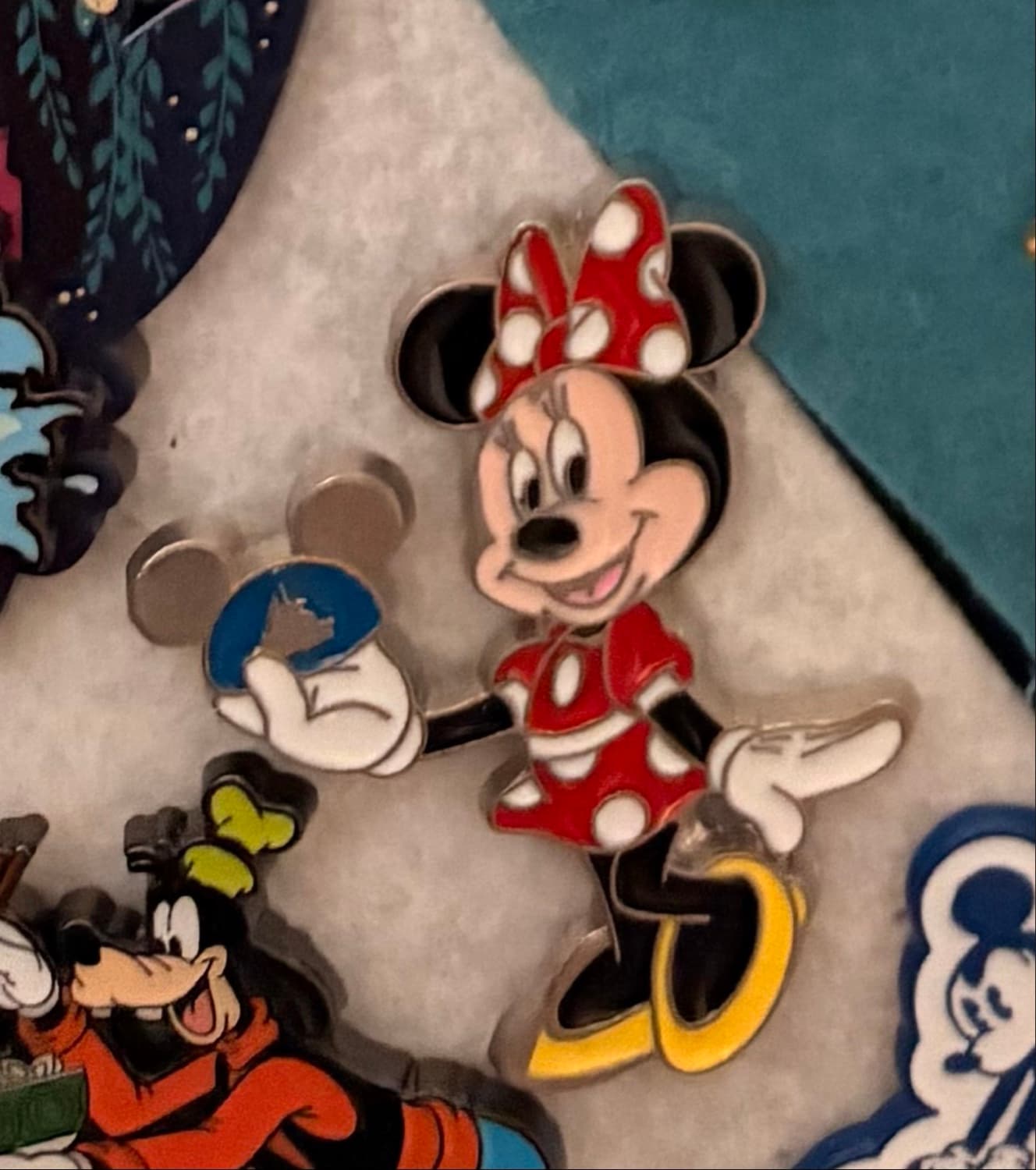 Minnie Mouse Holding Blue Mickey Ear Hat front