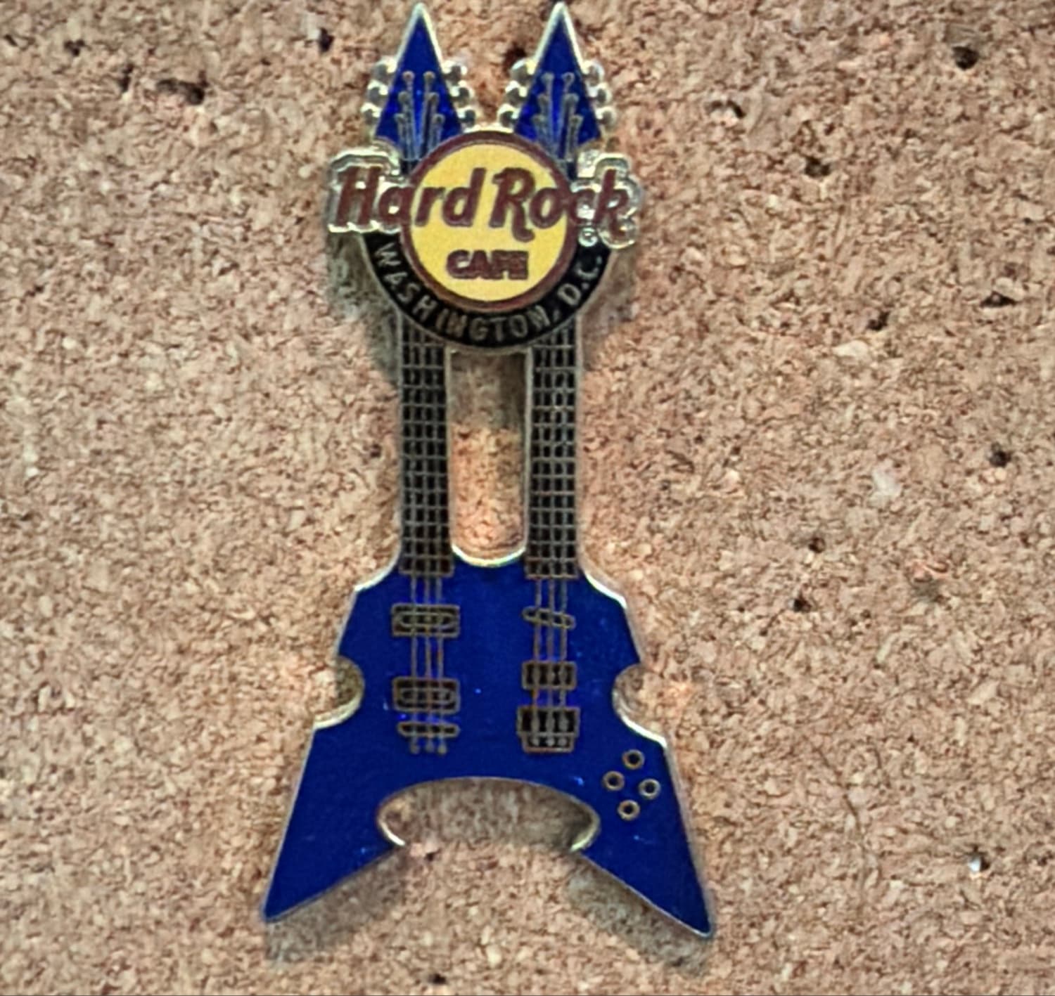 Hard Rock Cafe Washington D.C. Double Neck Blue Guitar Pin