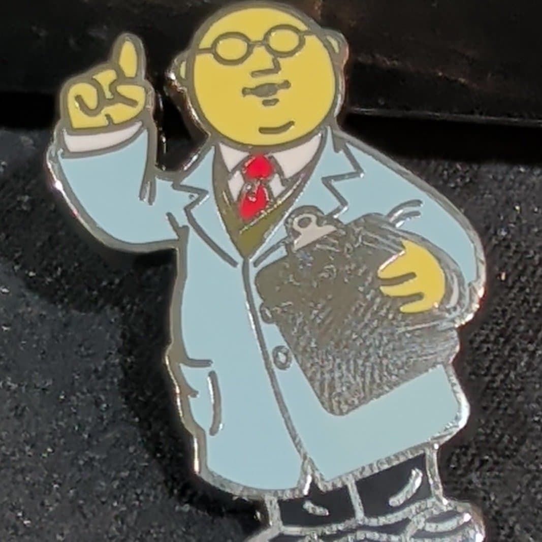 Bunsen with Clipboard and Pointing Finger Pin front