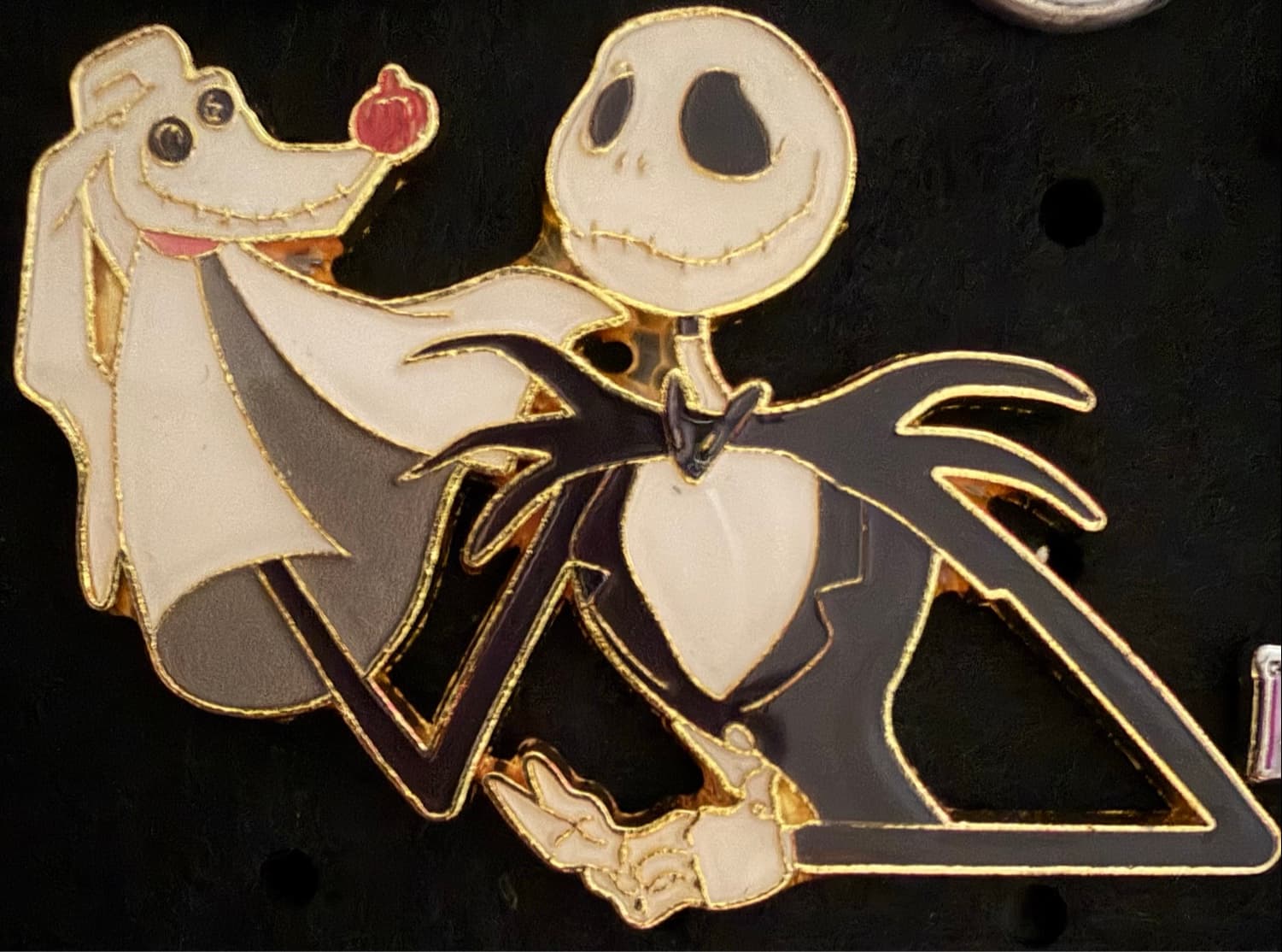 Jack Skellington Holding Zero with Pumpkin Nose Pin