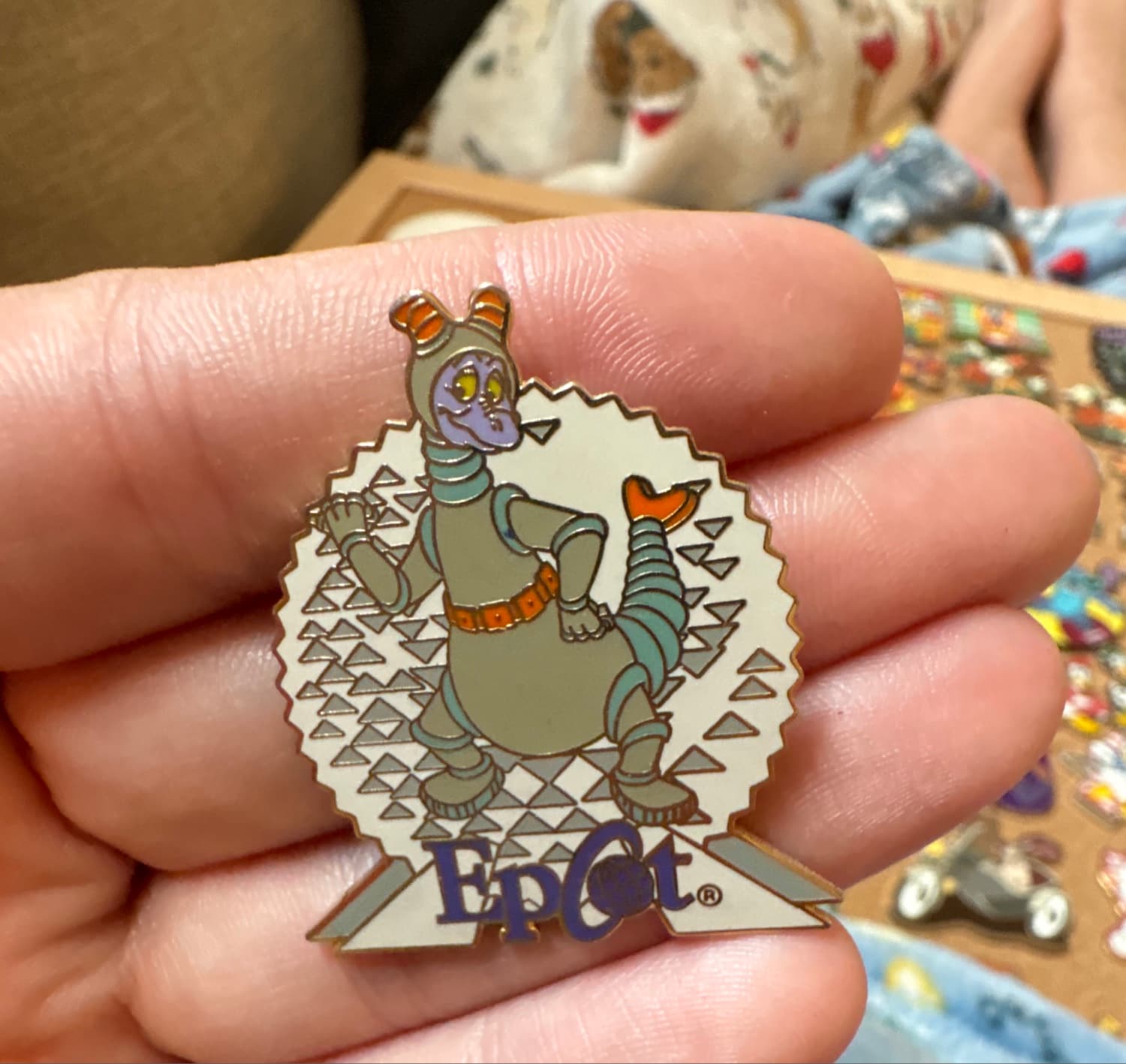 Figment with Spaceship Earth and Epcot Logo