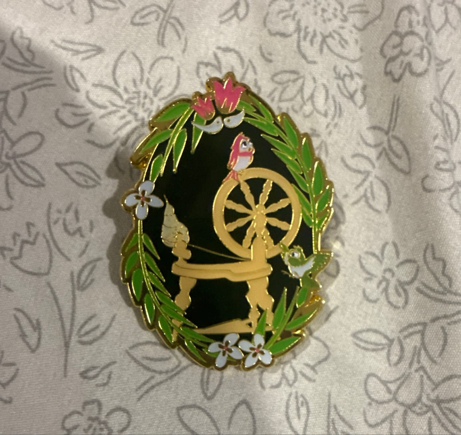 Loungefly Princess Sidekick Floral Mystery Pin - Sleeping Beauty Spinning Wheel with Birds