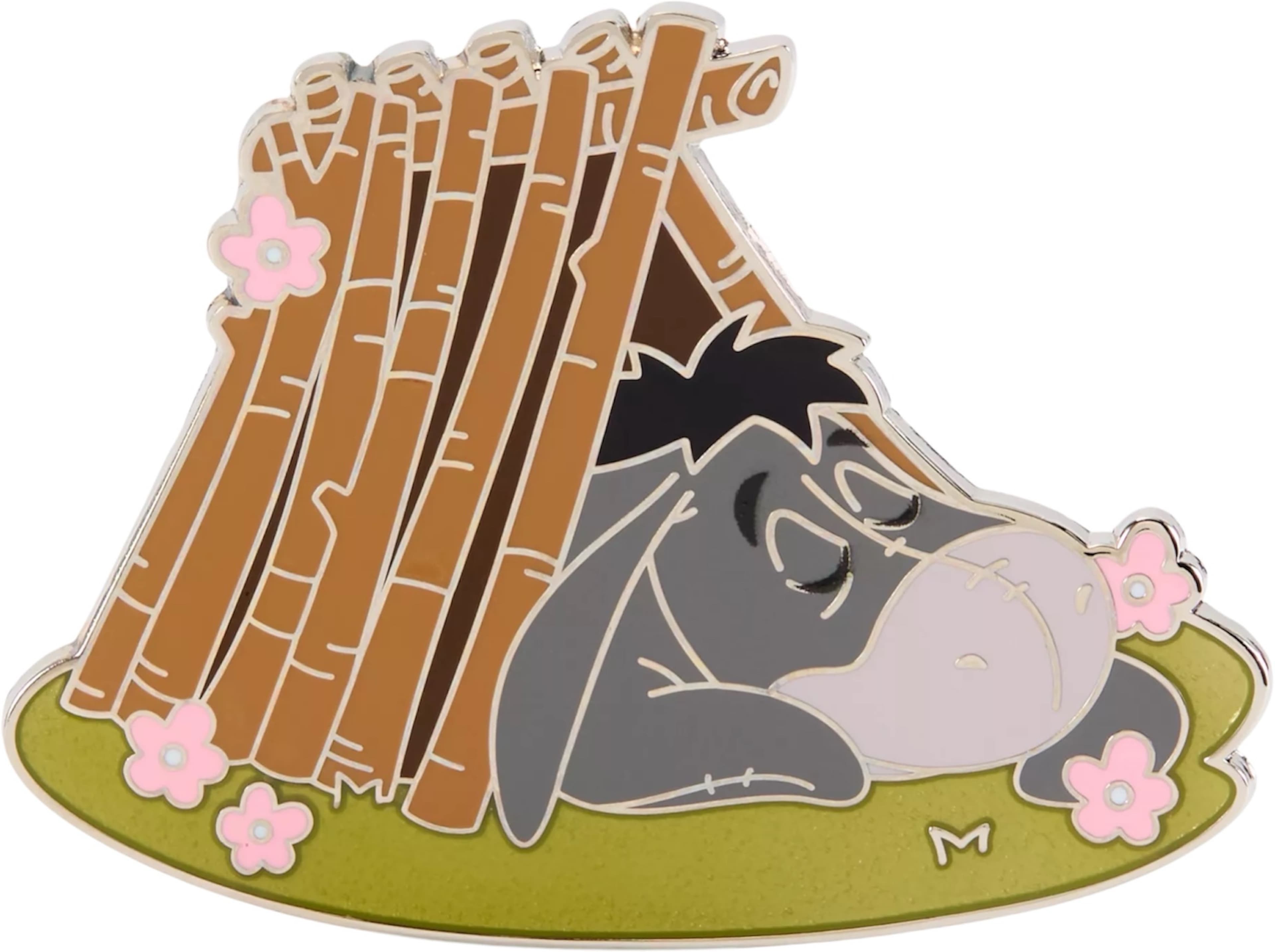 Eeyore Sleeping in Log Tent front