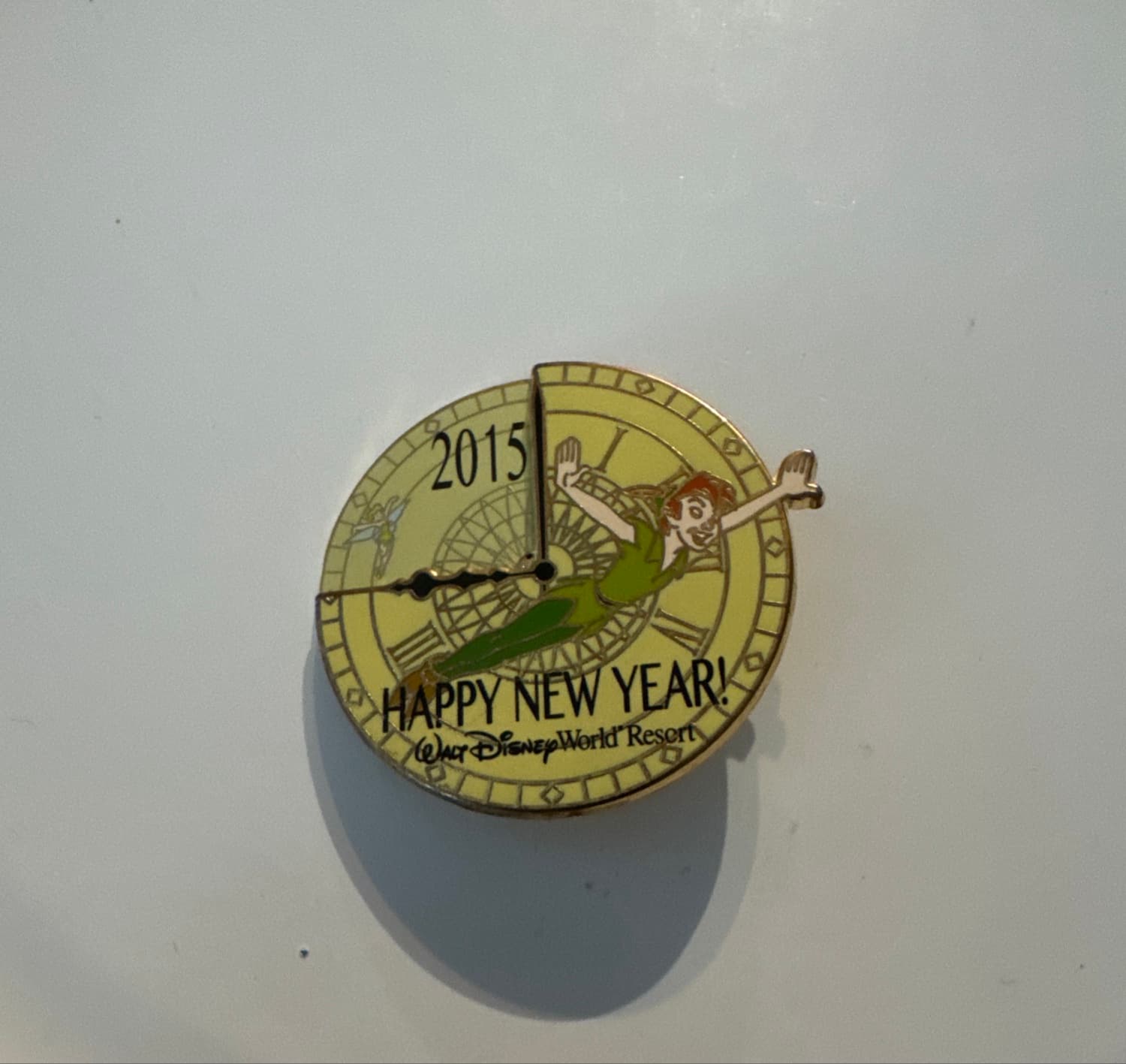 Happy New Year! 2015-2016 Peter Pan & Tinker Bell Spinner Pin front