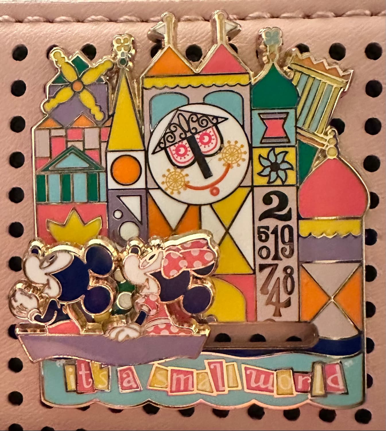 It’s A Small World Clock Minnie Mickey Slider Pin