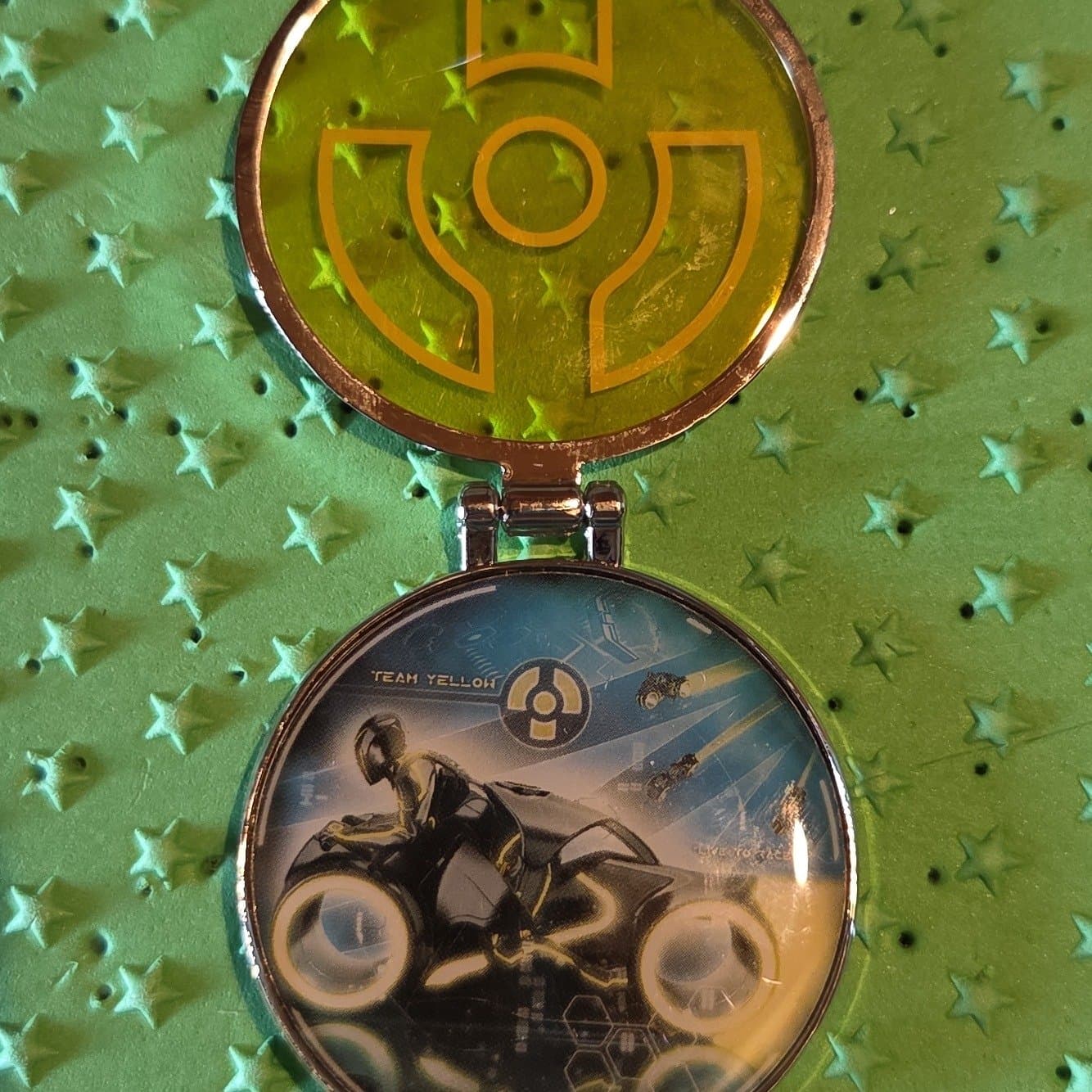 Tron Lightcycle Run Team Emblems Yellow Hinged Pin front