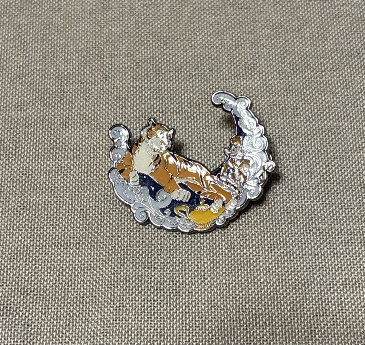 Loungefly Disney Sidekick Moon Blind Enamel Pin - Rajah & Abu on Moon with Magic Lamp