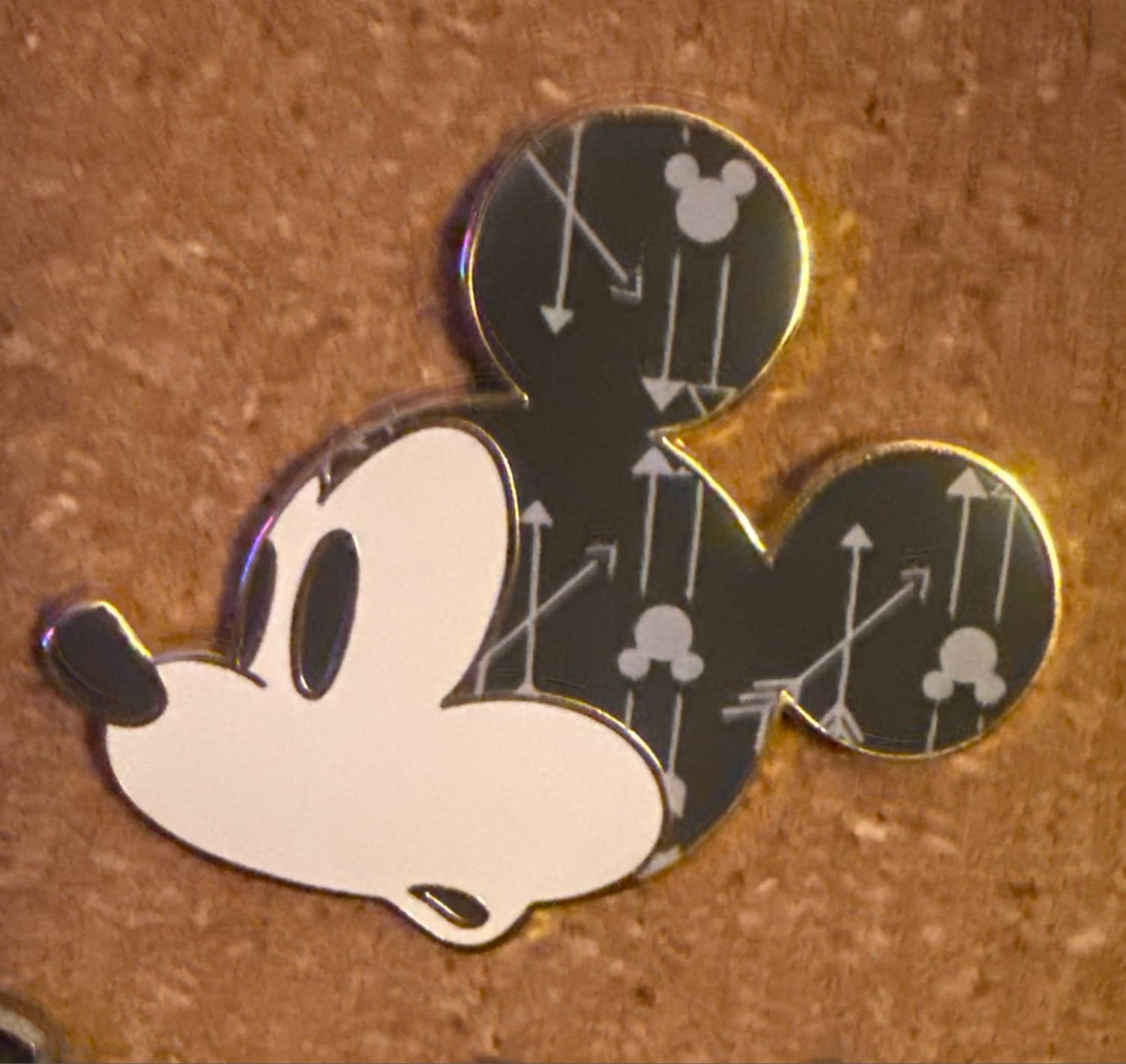 Mickey Mouse Profile with Arrows Hidden Mickey Pin front