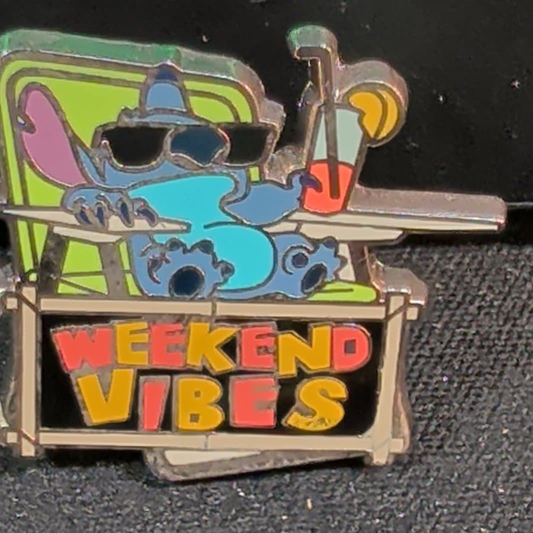 Disney Stitch Weekend Vibes Pin front