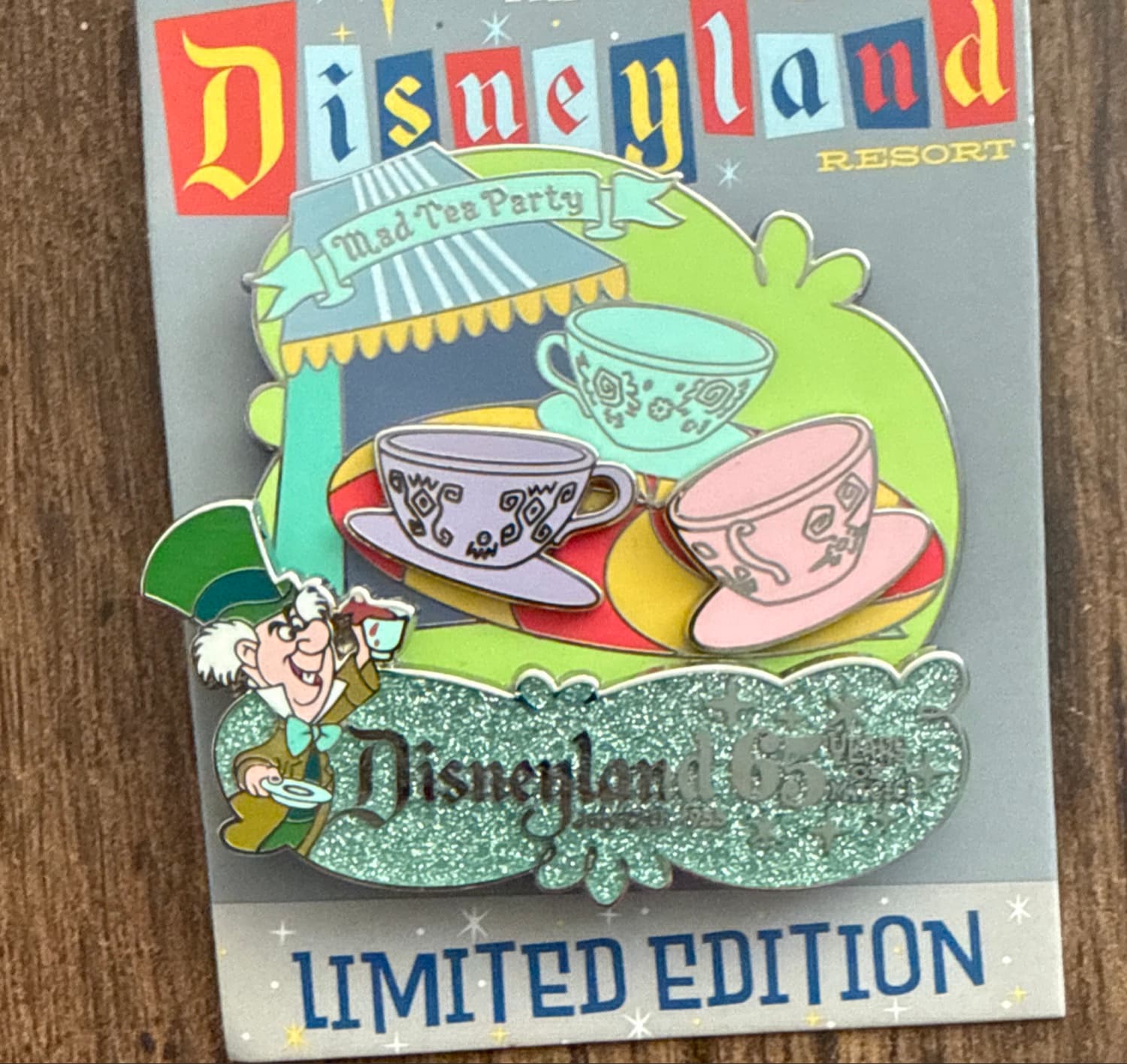 Disneyland 65 Years of Magic Mad Tea Party Mad Hatter Teacups Limited Edition Pin