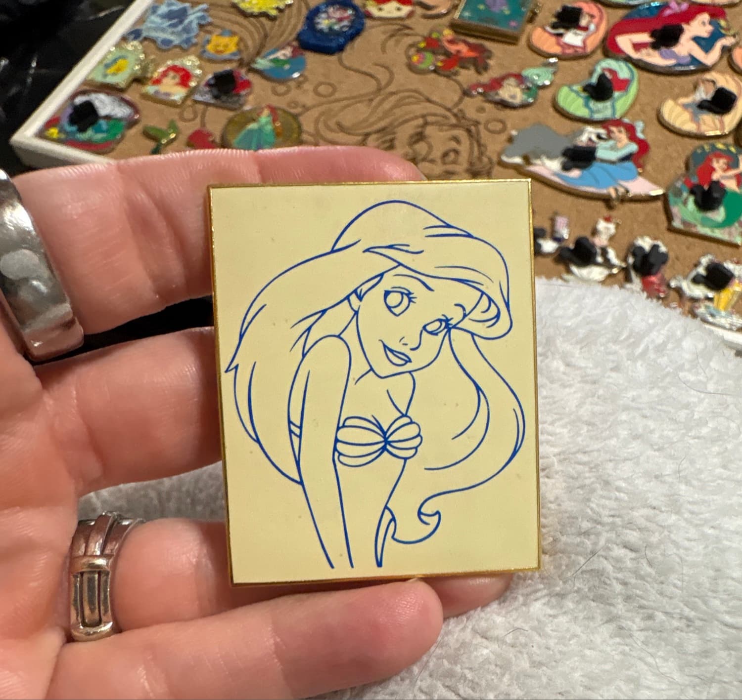 Ariel Blue Line Sketch Disney Auctions How to Draw Pin