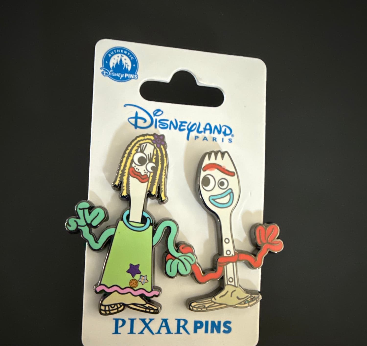 Disneyland Paris Pixar Pins - Toy Story 4 - Forky and Karen Beverly Pin Set front