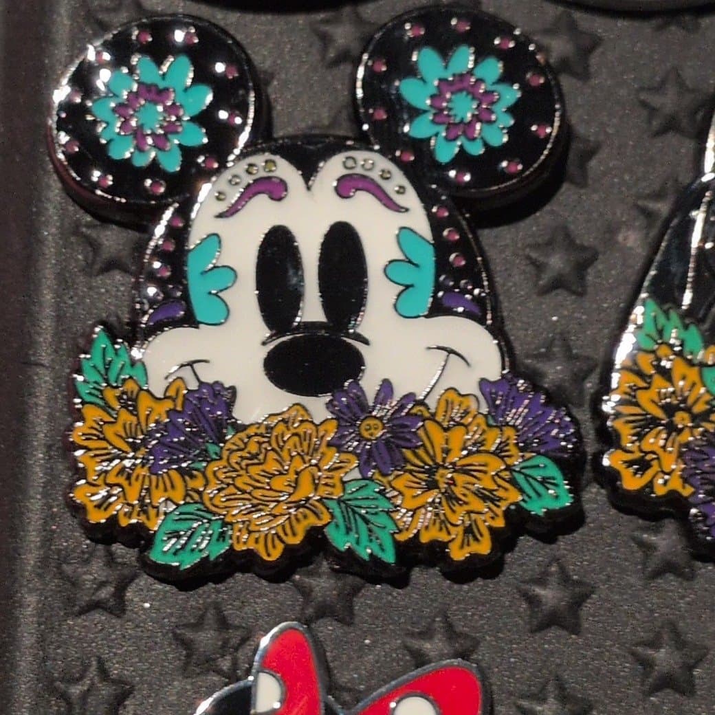 Mickey Mouse Sugar Skull Floral Pin