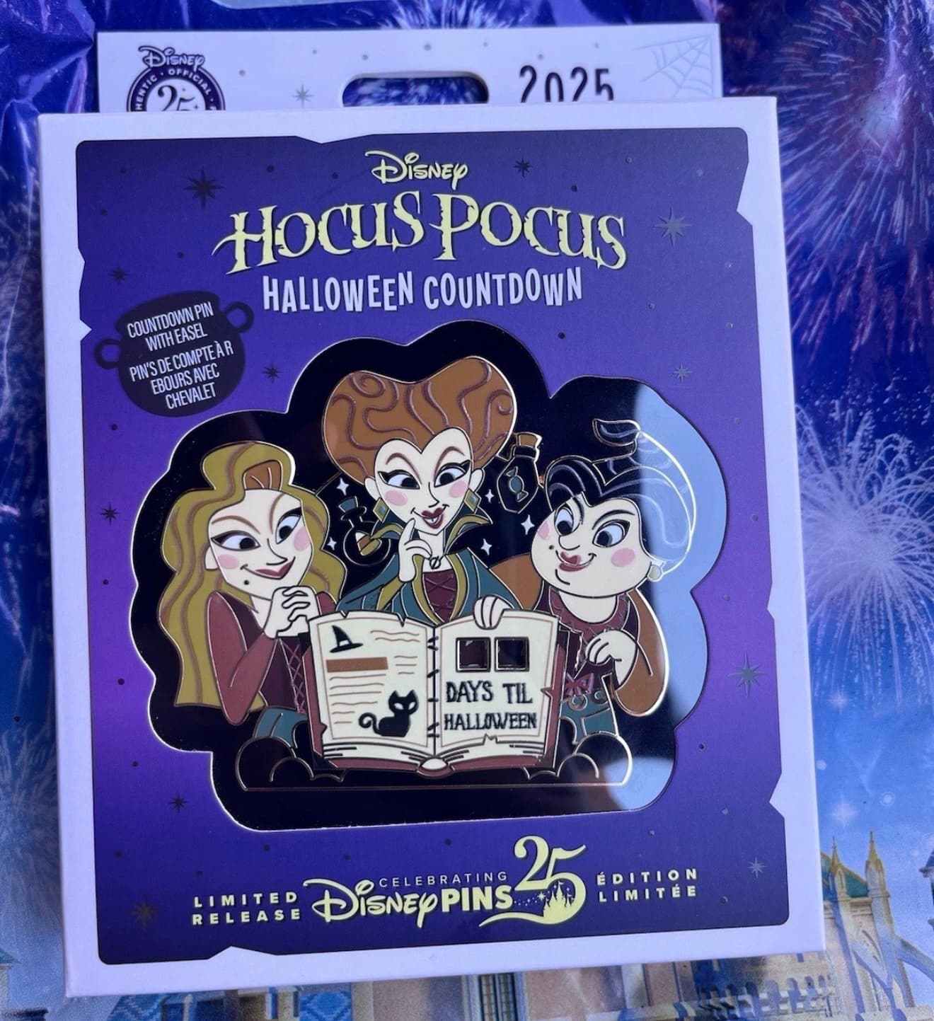 Hocus Pocus Jumbo Halloween Countdown Pin 2025 - Sanderson Sisters with Easel