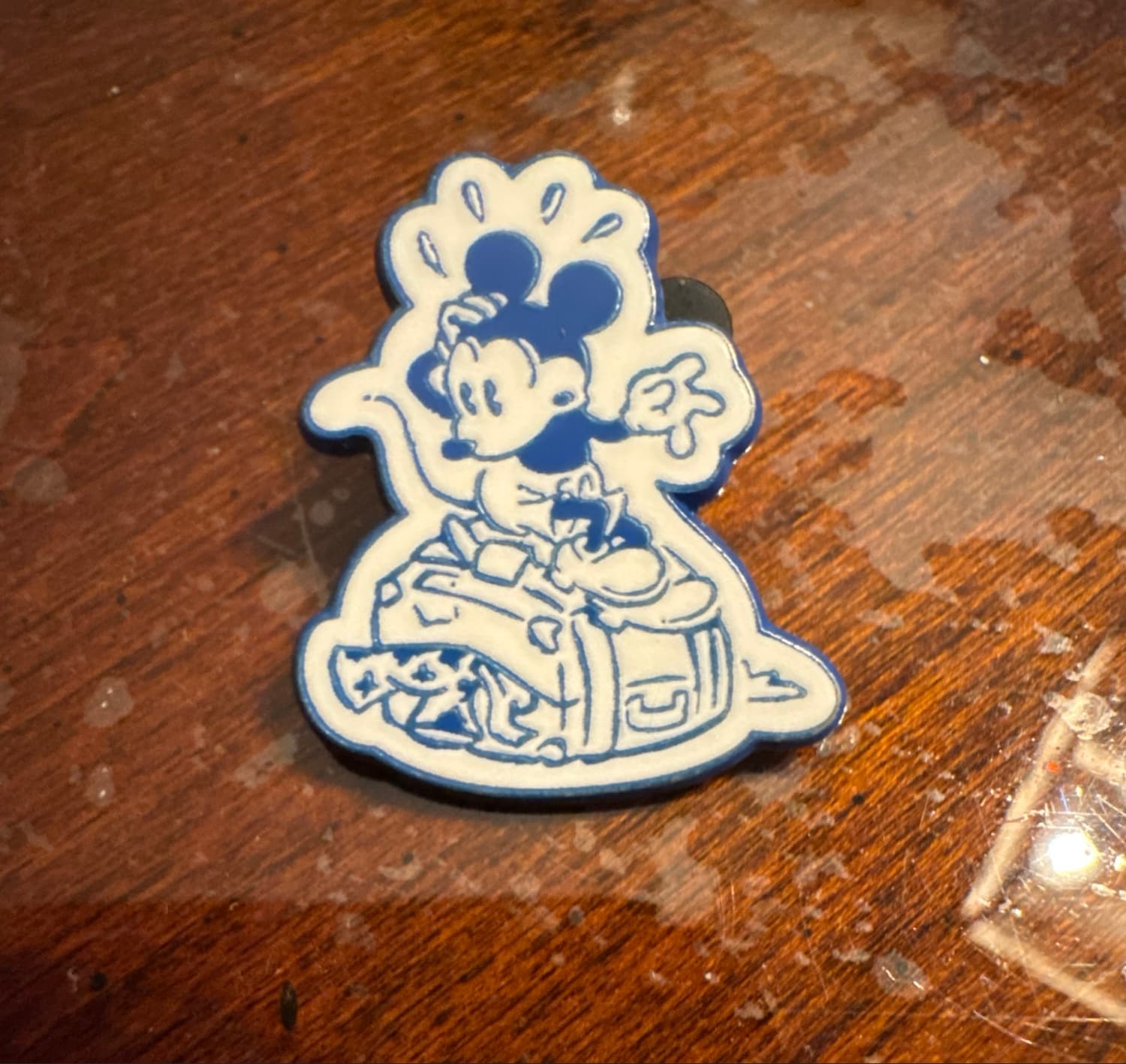 Mickey Sitting on Suitcase (Blue and White with Blue Back) front