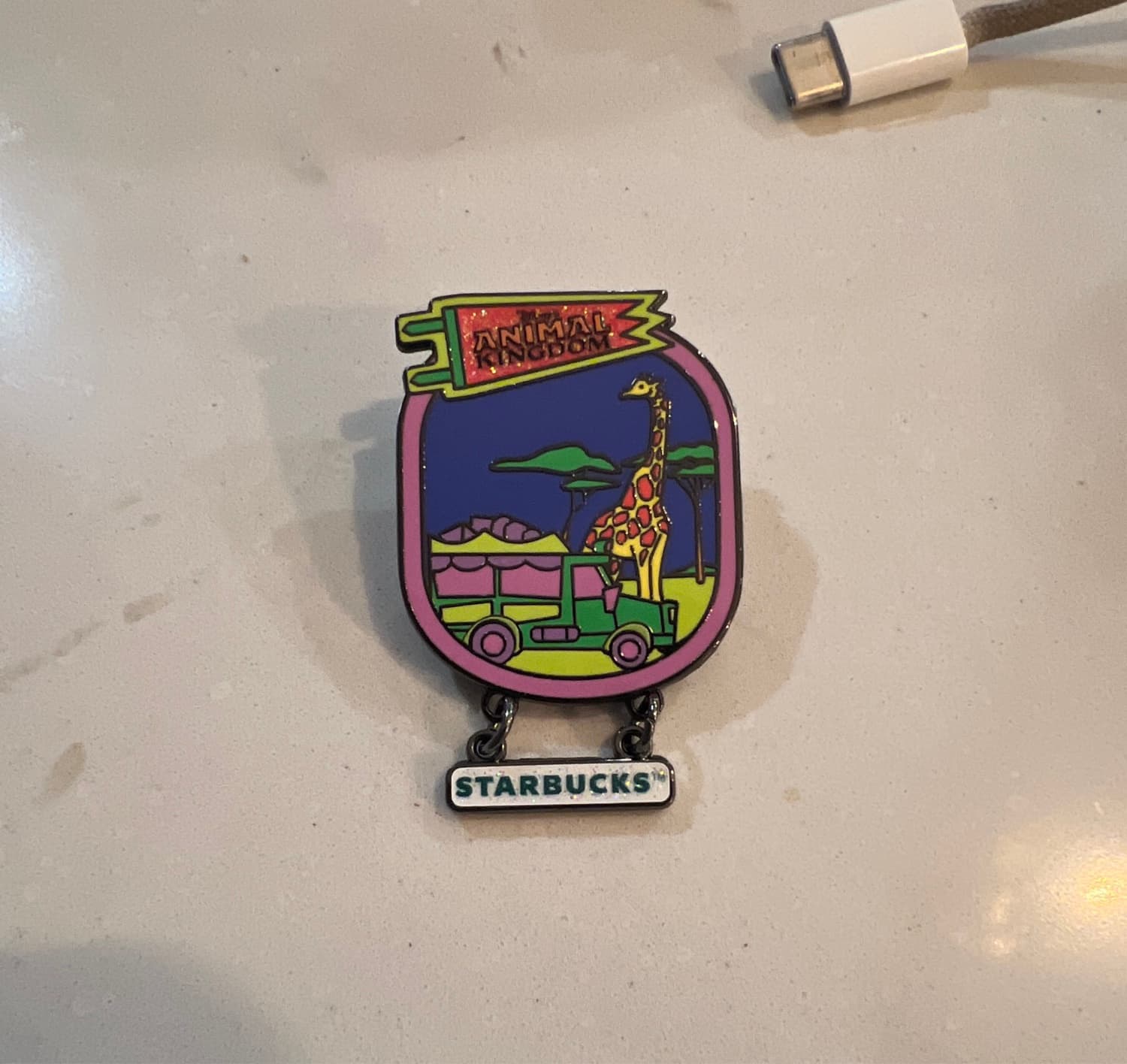 Animal Kingdom Starbucks Kilimanjaro Safaris Truck and Giraffe Dangle Pin
