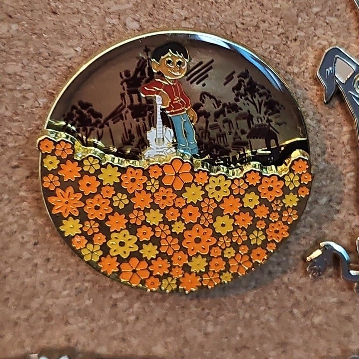 Loungefly Disney Pixar Coco Miguel And Spinning Marigold Flowers Enamel Pin
