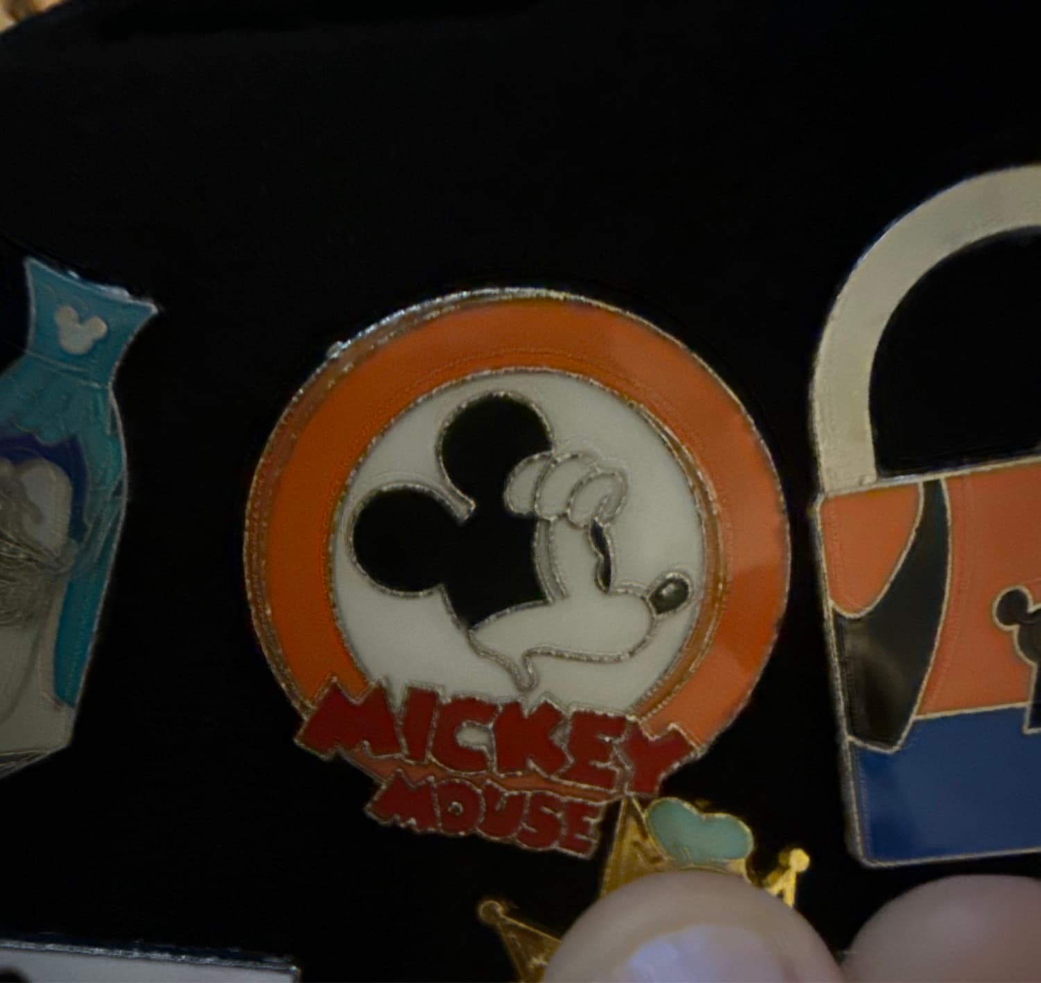Mickey Mouse Icon Round Orange Rim Pin