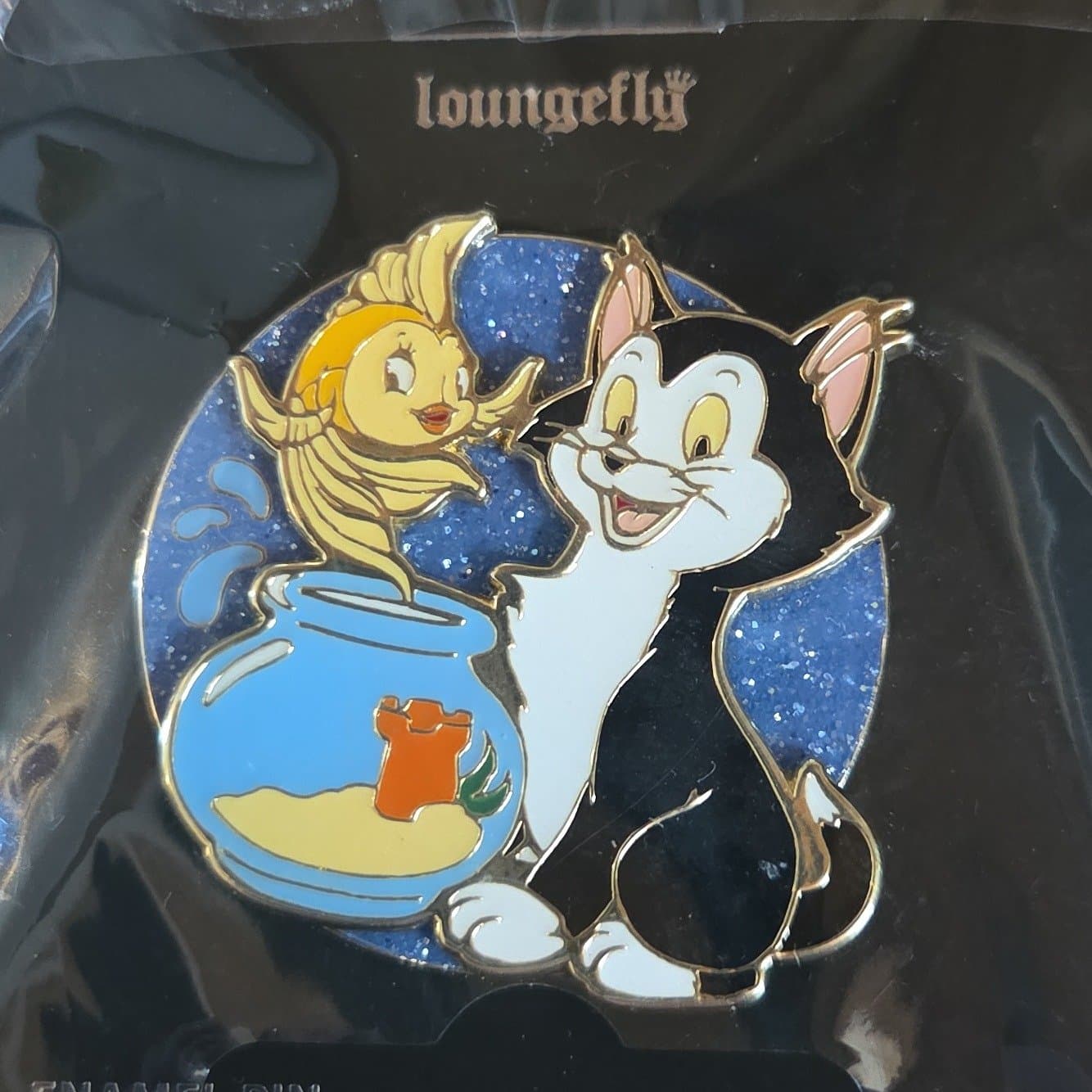 Loungefly Disney Figaro and Flounder Fishbowl Glitter Pin