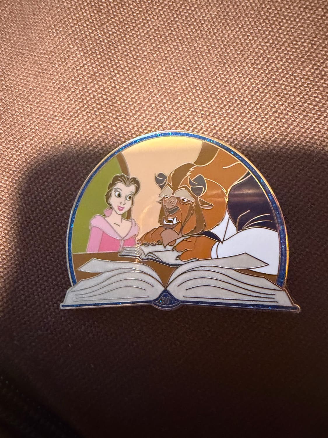Beauty & Beast 30th Belle with Beast Reading Pin front