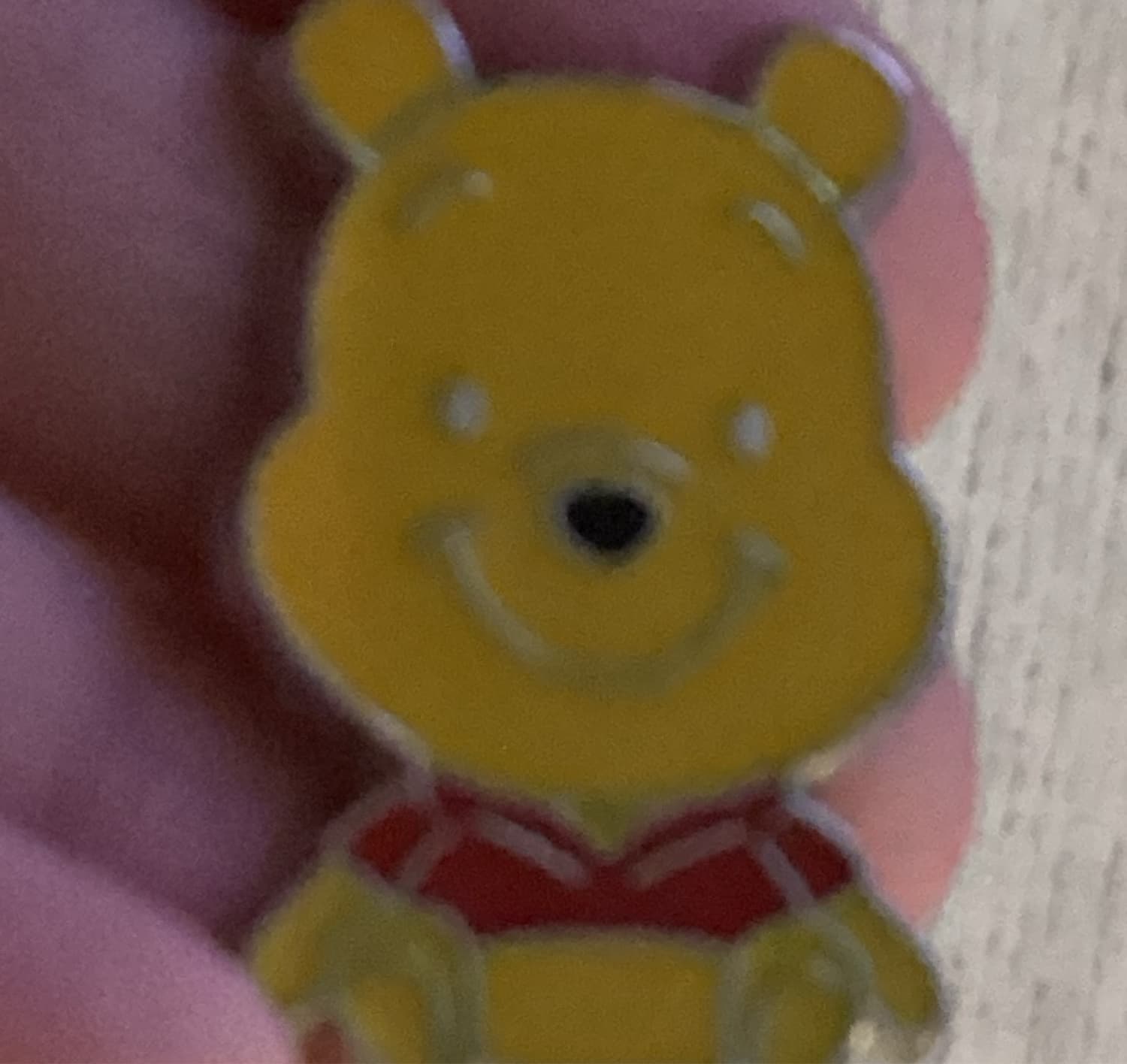 Winnie the Pooh Smiling Face Red Shirt Pin