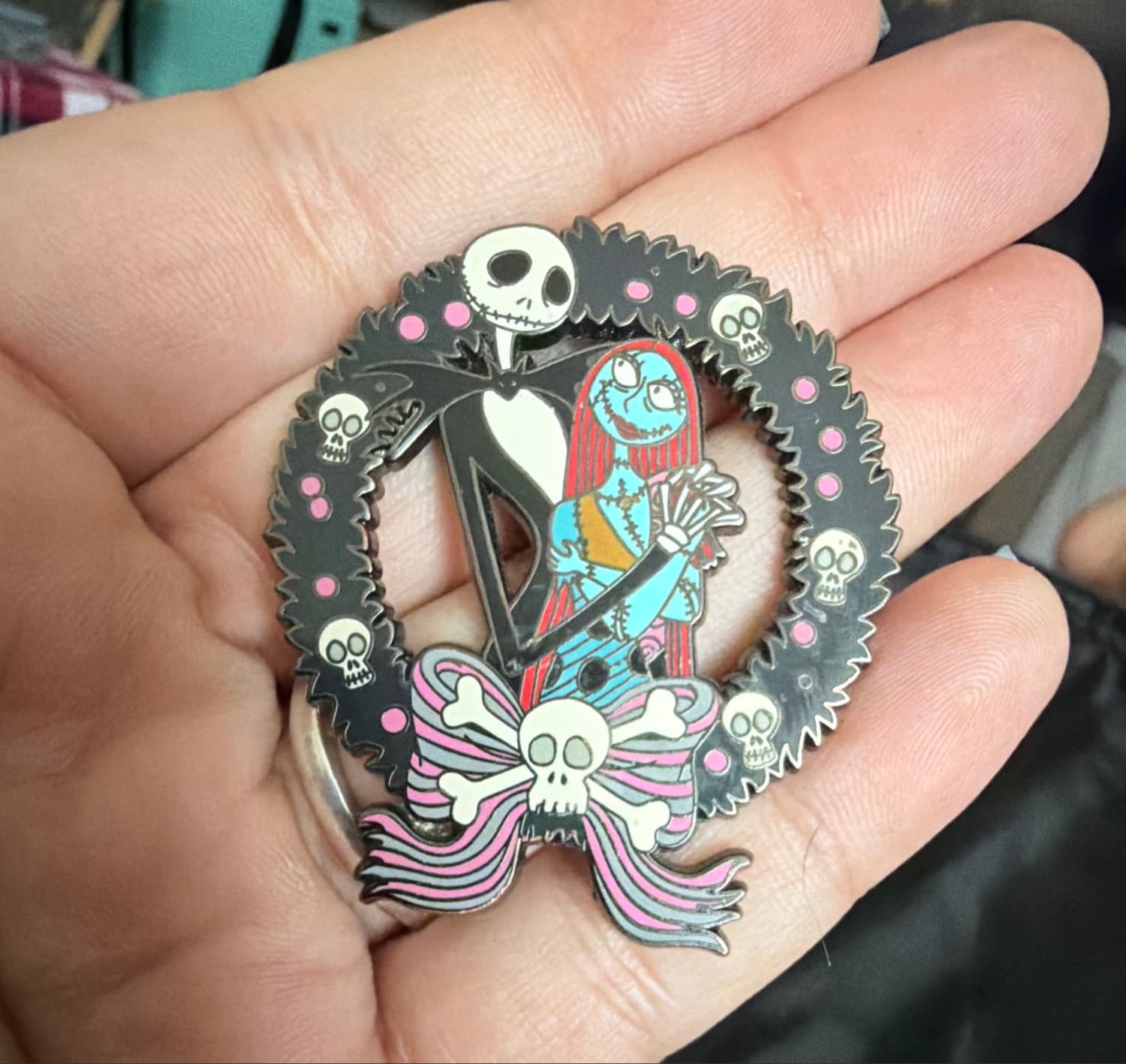 Nightmare Before Christmas Jack Skellington & Sally Wreath Pin