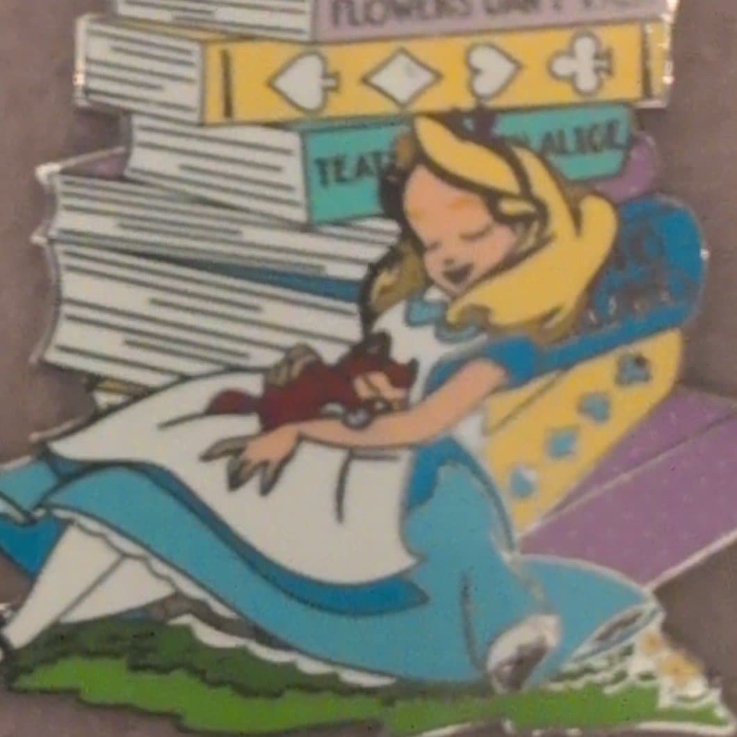 Disney Parks Alice In Wonderland and Dinah Sleeping Flowers Can't Talk Pin