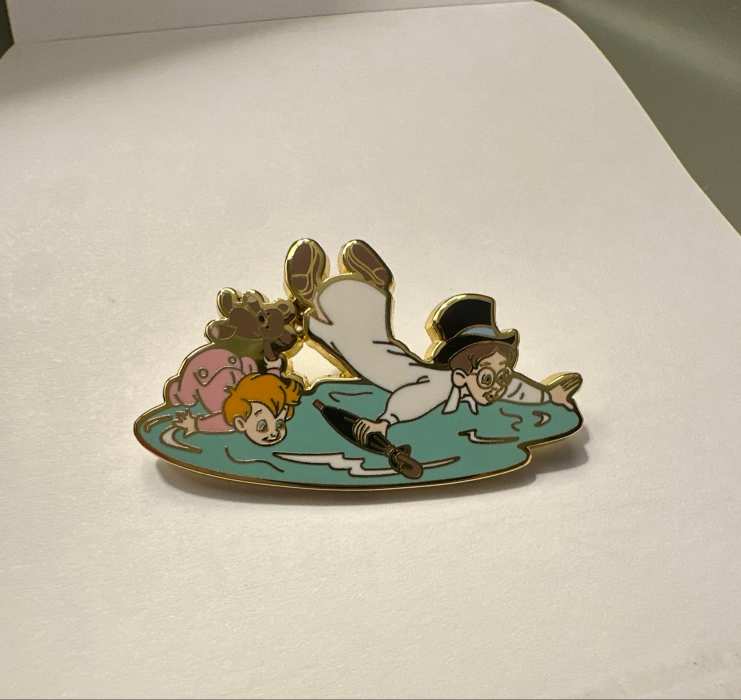 Michael and John Darling Falling into Water Pin