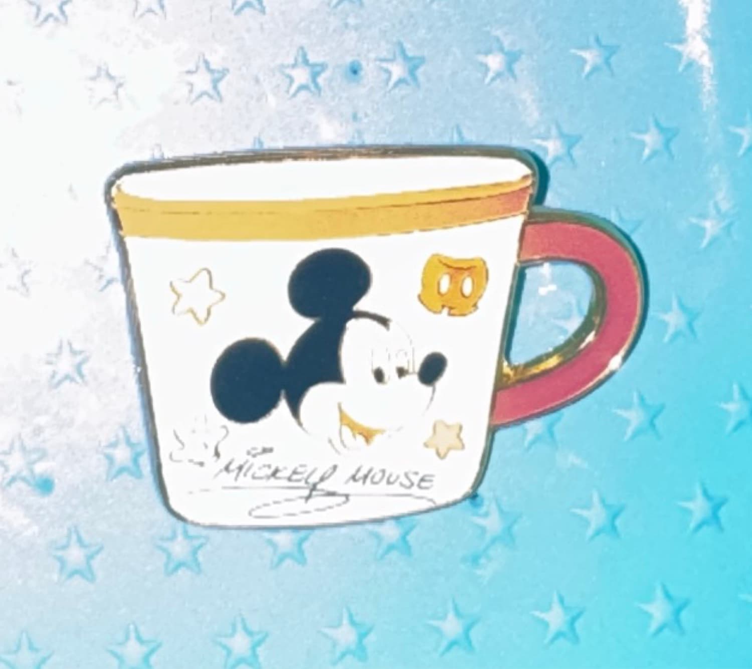 Mickey Mouse Smiling Face in White Mug with Signature Pin
