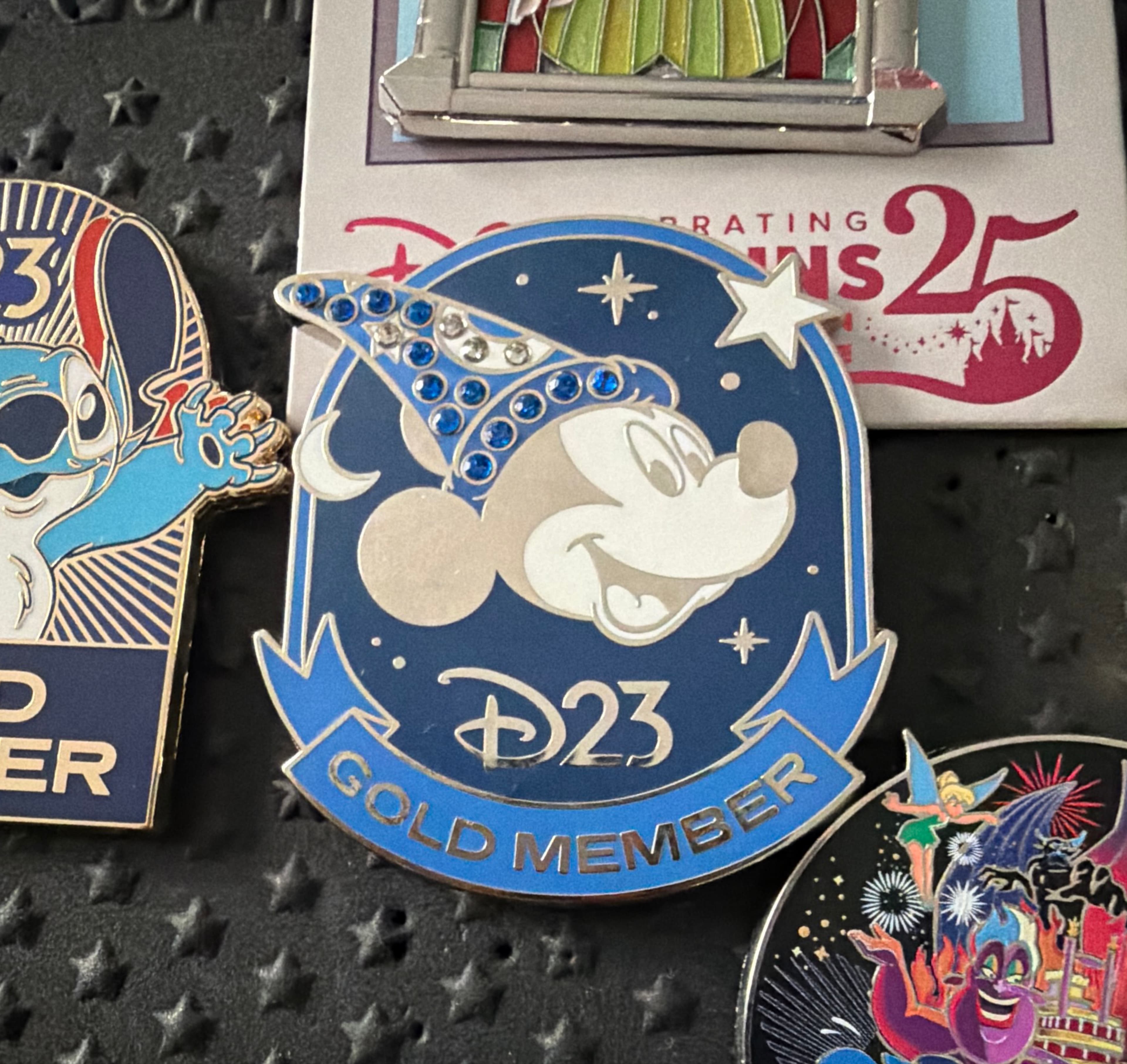 D23 Expo 2024 Gold Member Sorcerer Mickey Jeweled Pin