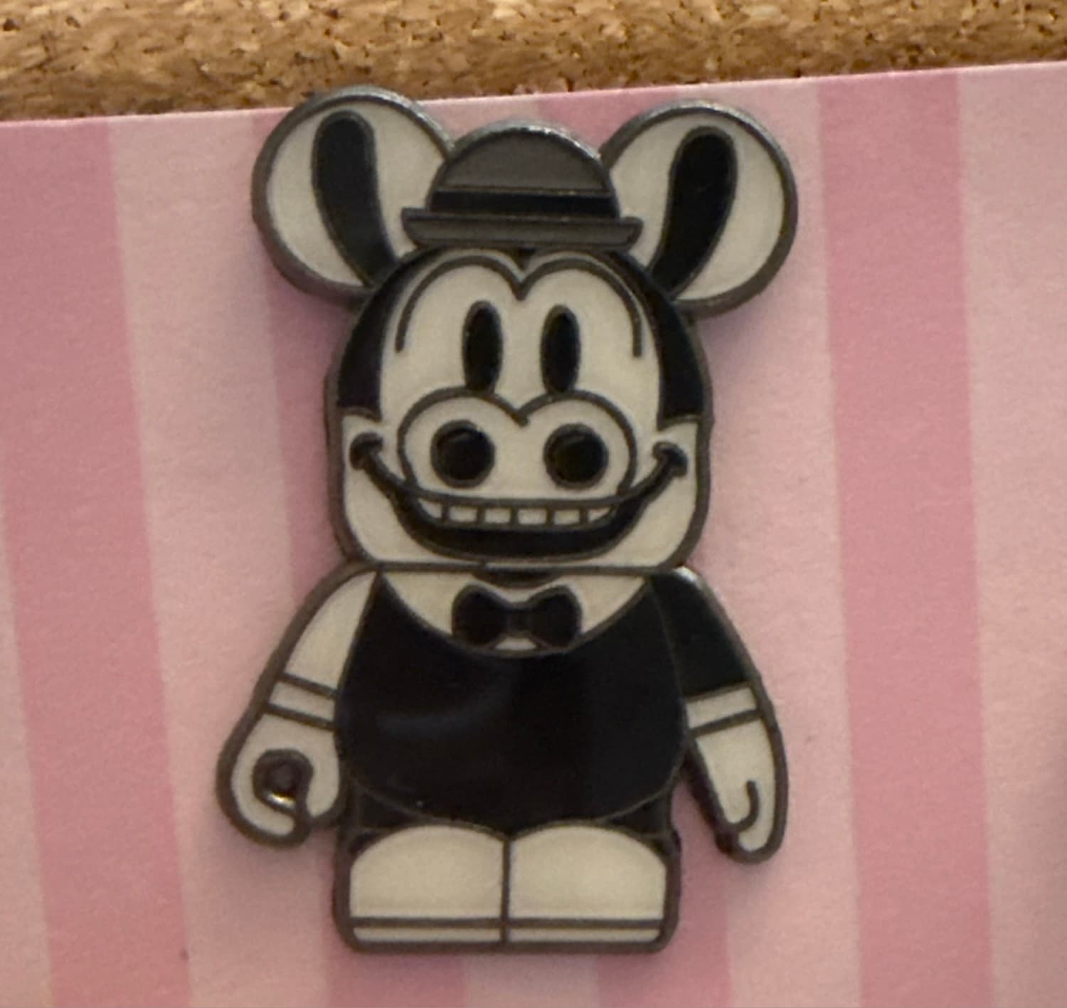 Mickey Mouse Vinylmation Black and White Bowler Hat Pin
