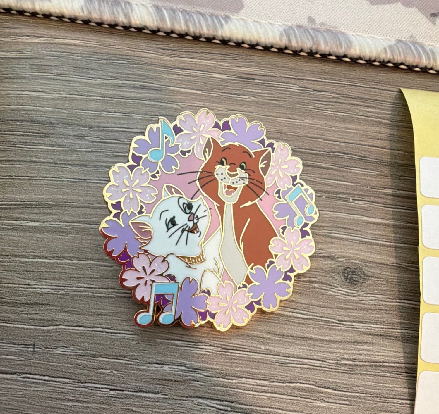 The Aristocats Duchess & Thomas O'Malley Floral Enamel Pin