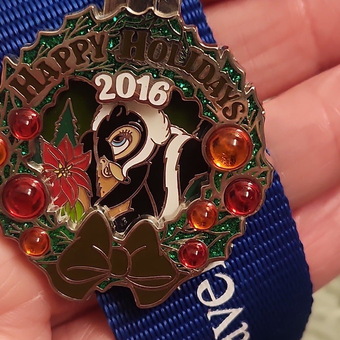 Flower (Bambi) Happy Holidays 2016 Grand Californian Resort Wreath Pin