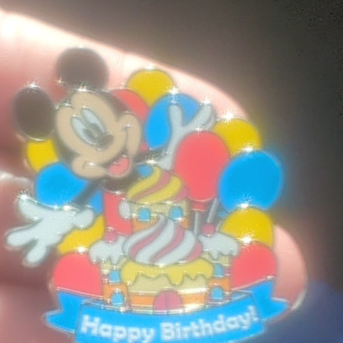 Mickey Mouse Happy Birthday Cake & Balloons Pin